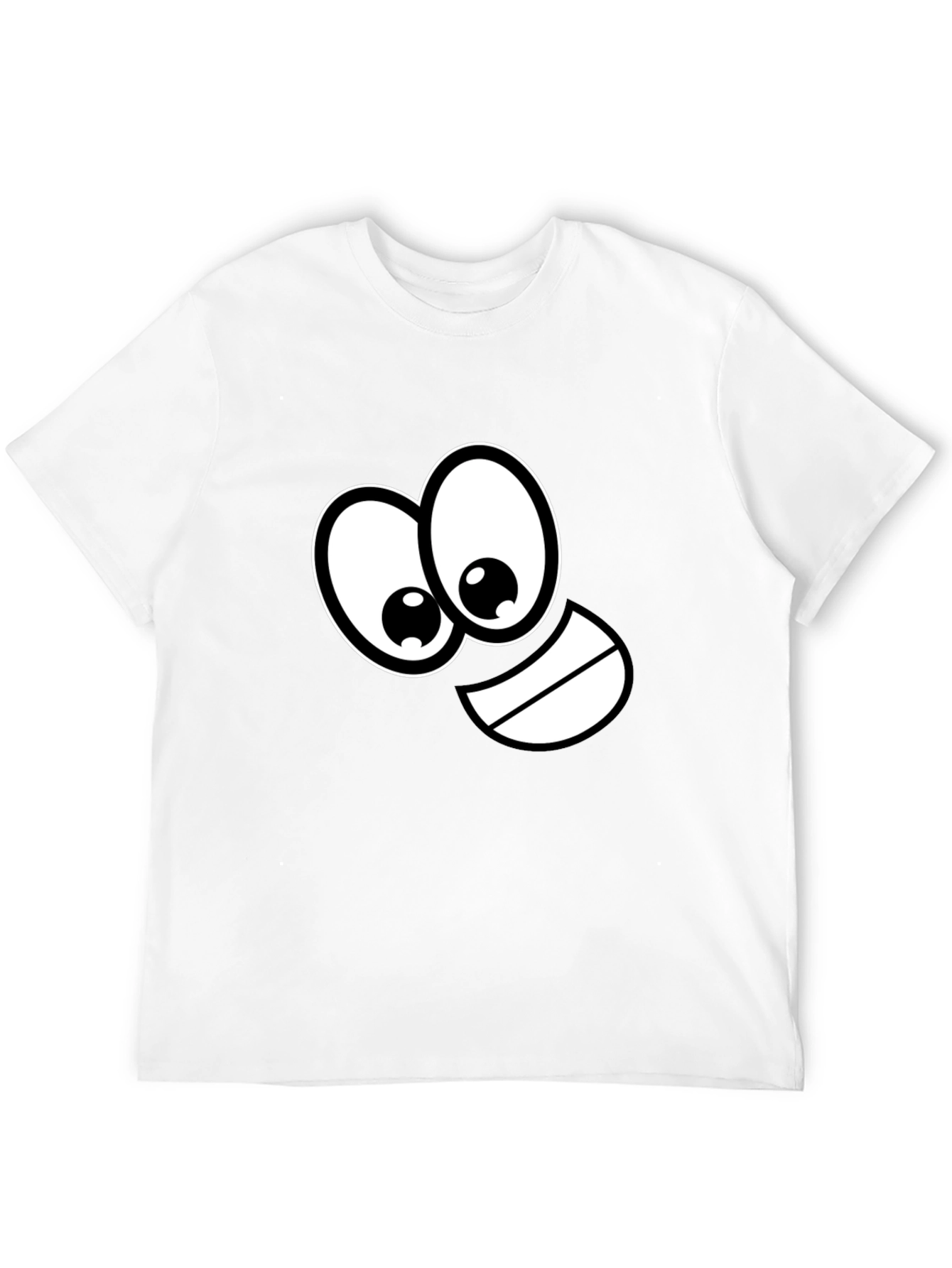 Black Funny Cartoon Face Black T-Shirt view 12
