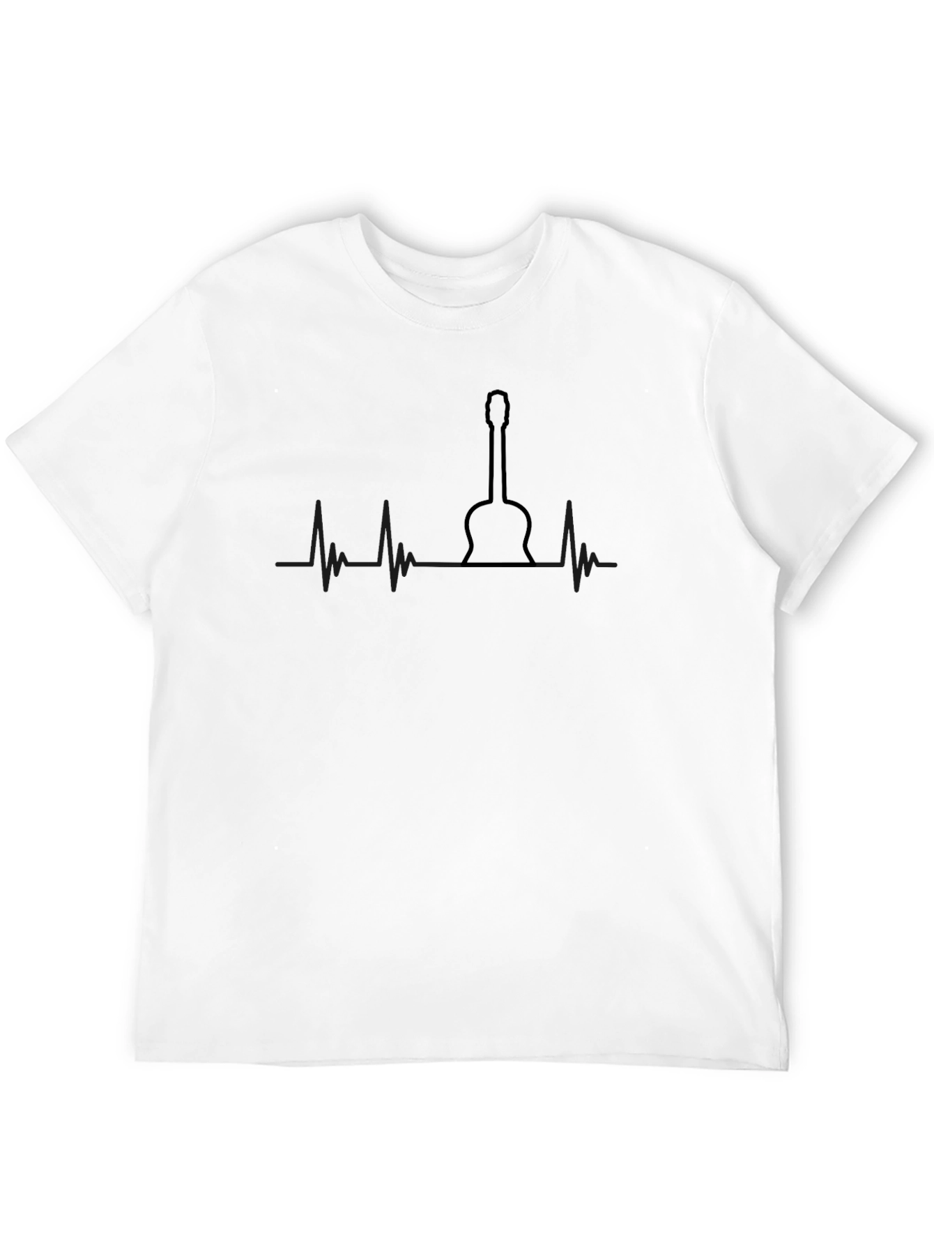 Black Guitar Heartbeat Black T-Shirt - Music Lover Tee view 12