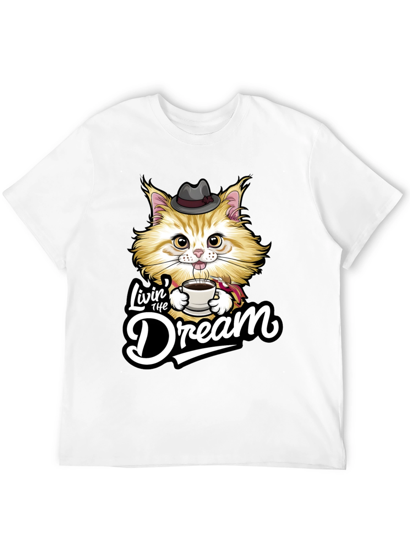Black Livin' the Dream Cat Graphic T-Shirt view 12