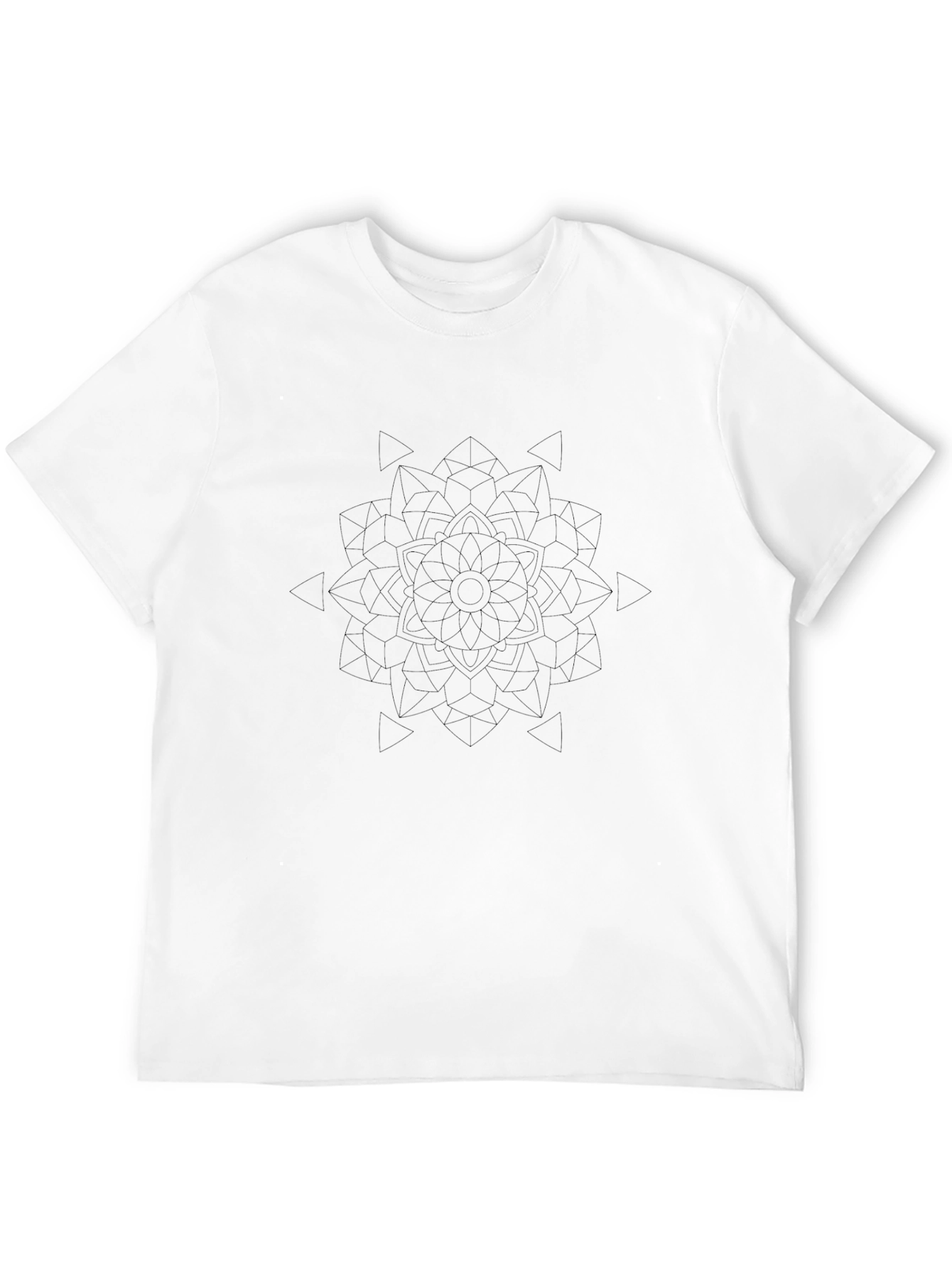 Black Geometric Mandala Graphic Print Black T-Shirt view 12