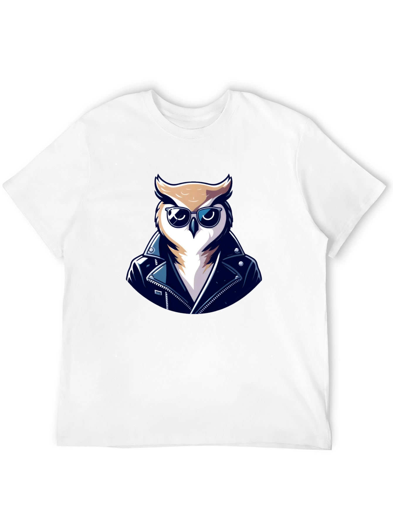 Black Cool Owl Biker T-Shirt - Black Cotton Tee view 12