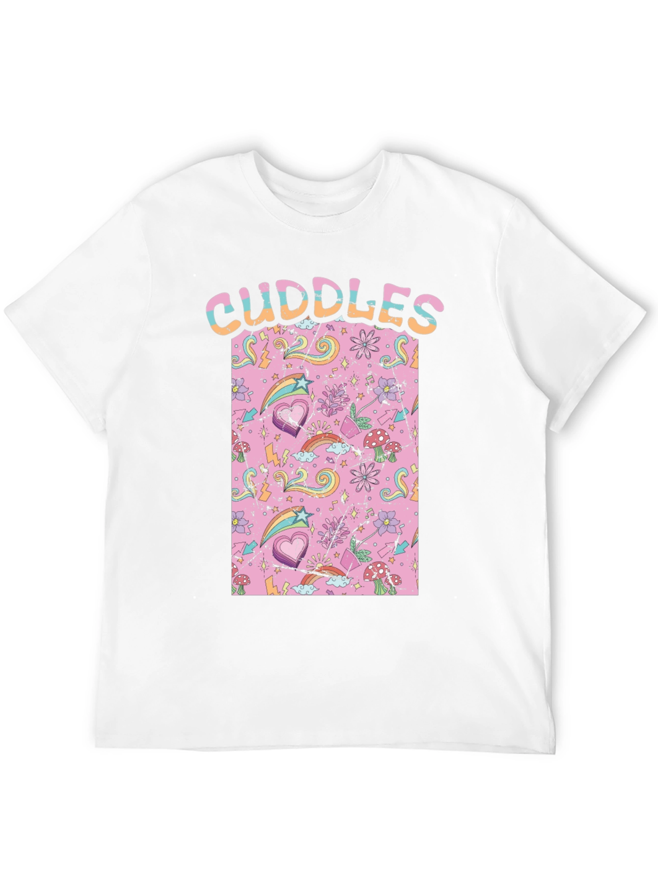 Black Cuddles Graphic Print Crew Neck T-Shirt view 12