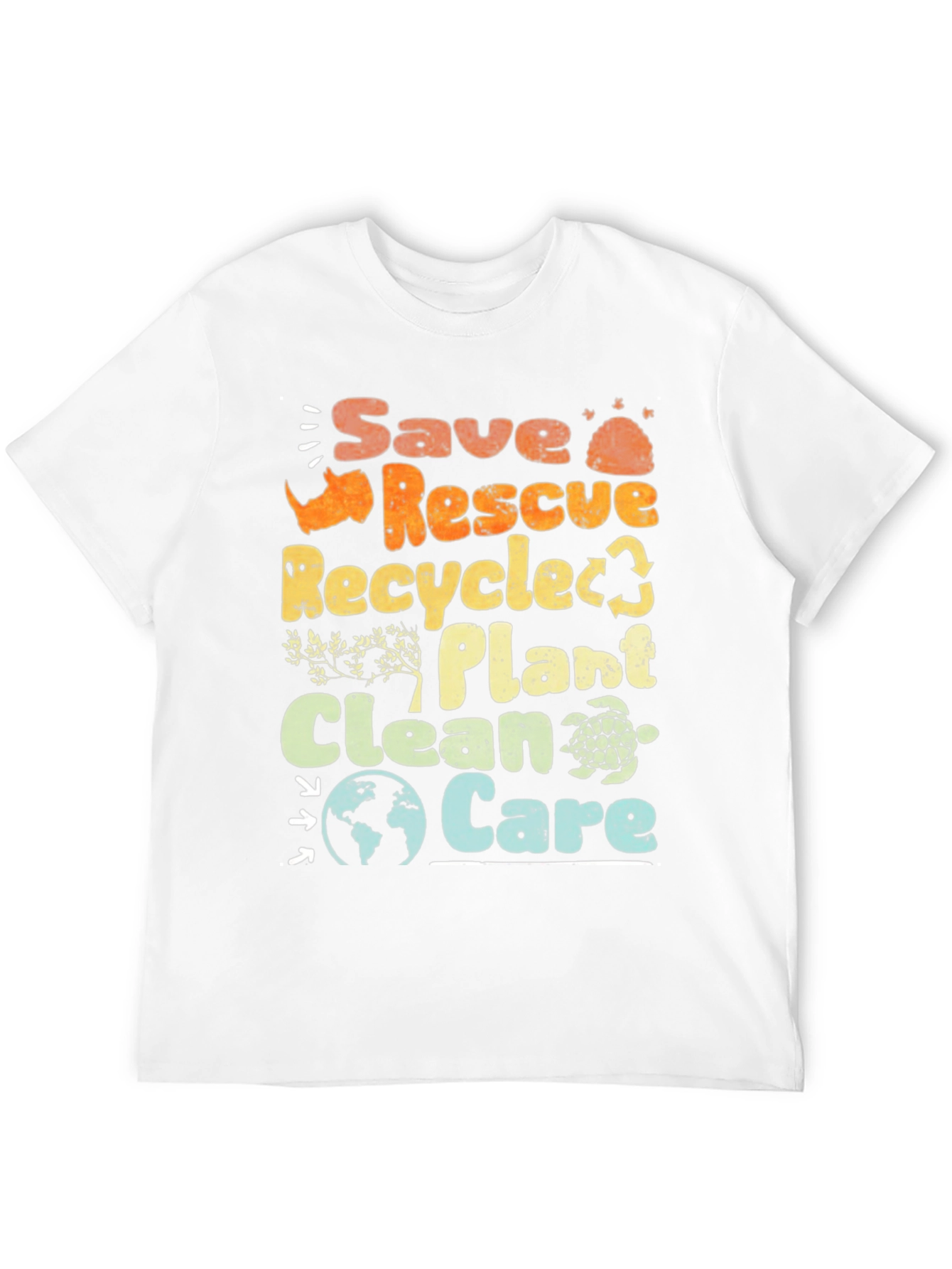Black Eco-Friendly 'Save Rescue Recycle' Graphic T-Shirt view 12