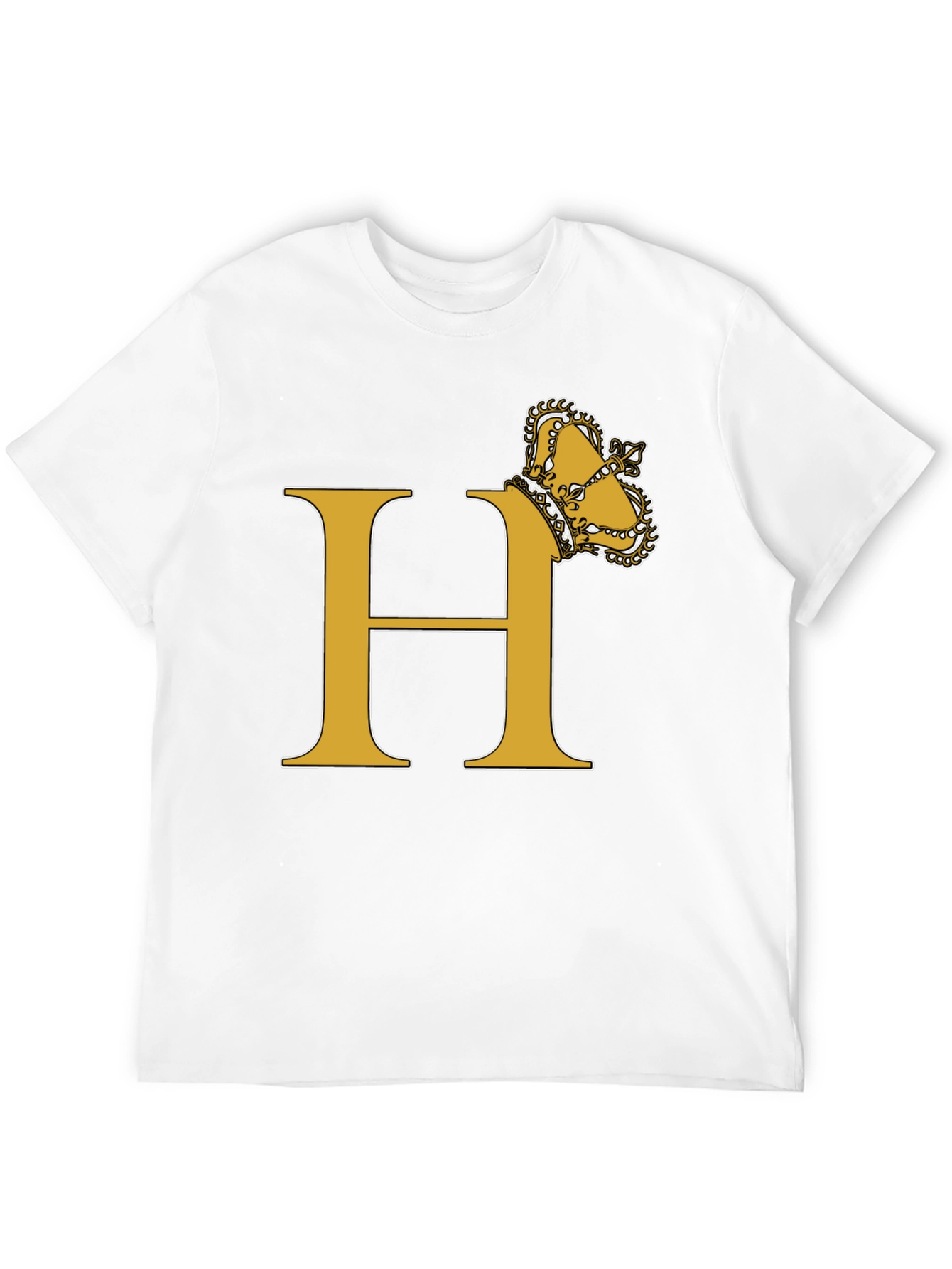 Black Crown Initial "H" T-Shirt - Stylish Monogram Tee view 12