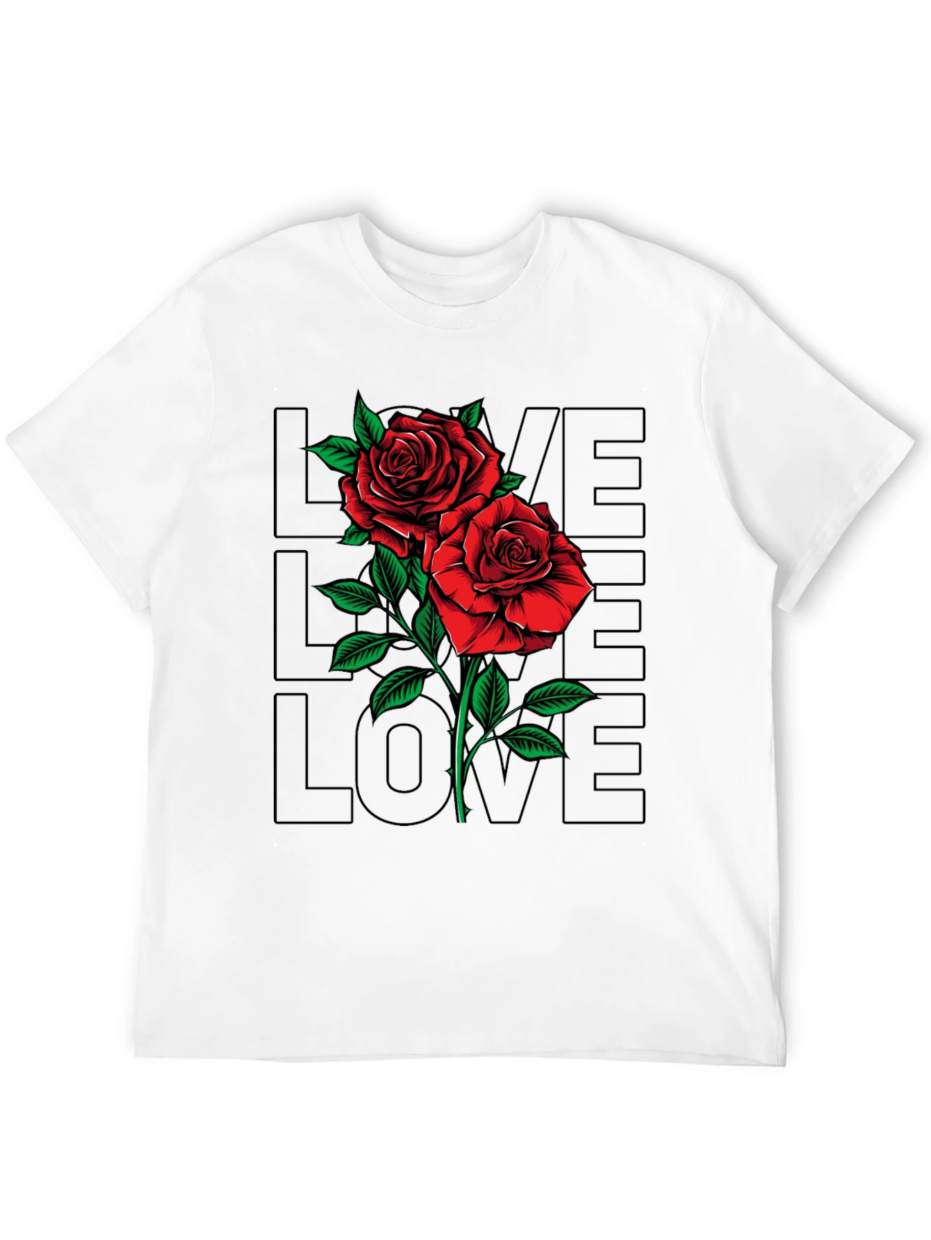 Black Rose Love Graphic T-Shirt - Men's Black Tee view 12