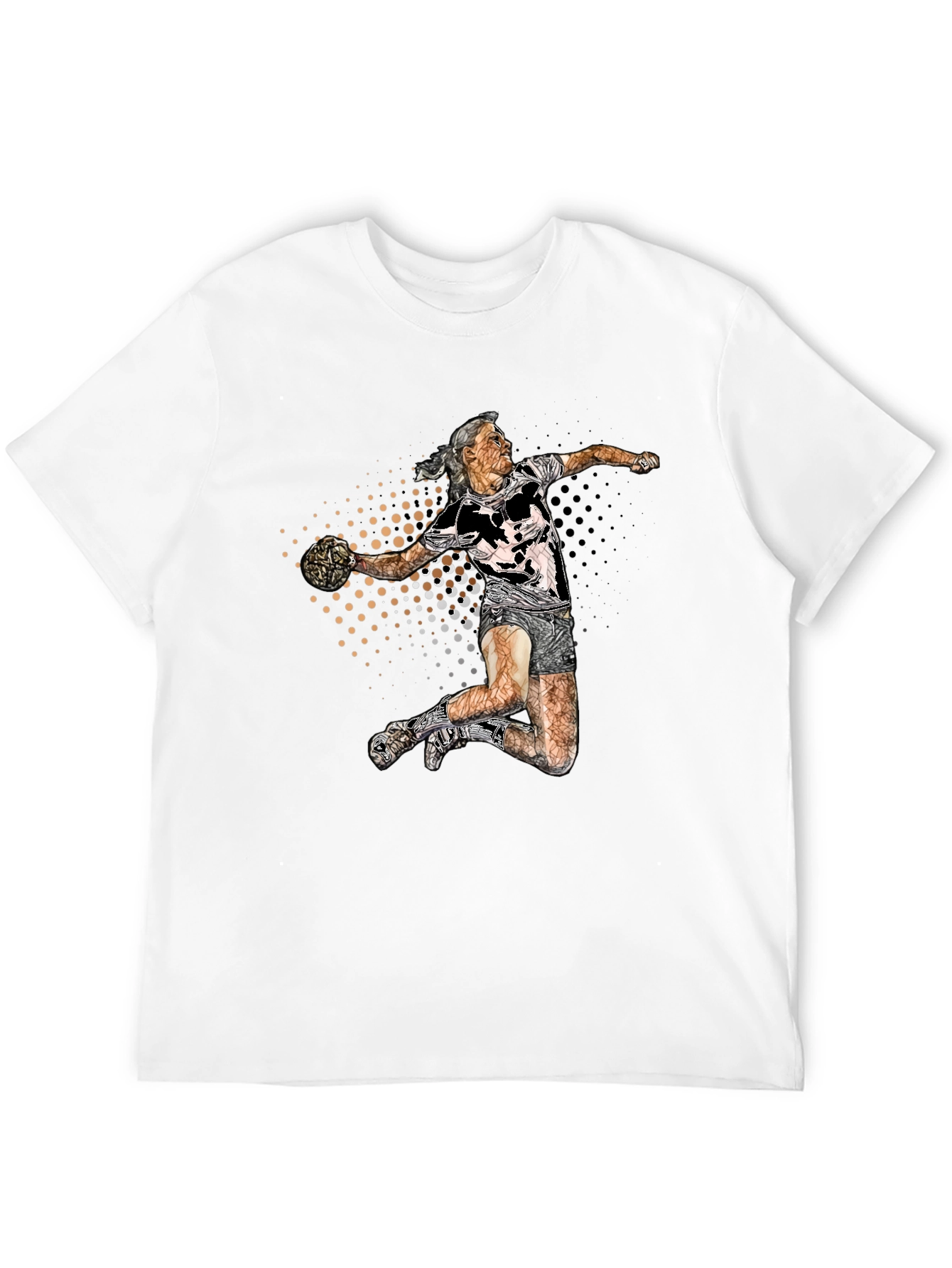 Black Handball Player Graphic Tee - Black Cotton Blend Shirt view 12