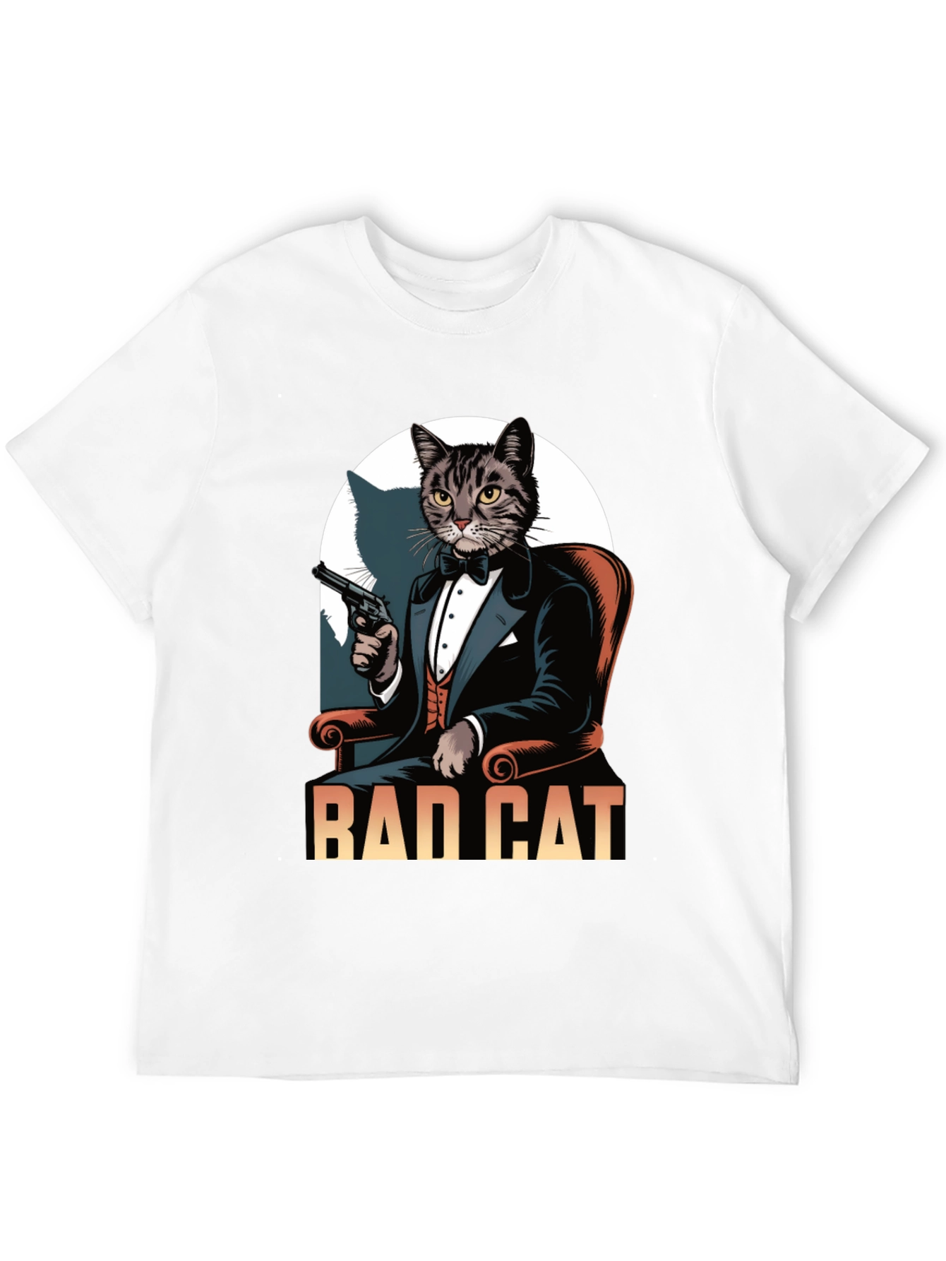 Black Bad Cat Tuxedo T-Shirt view 12