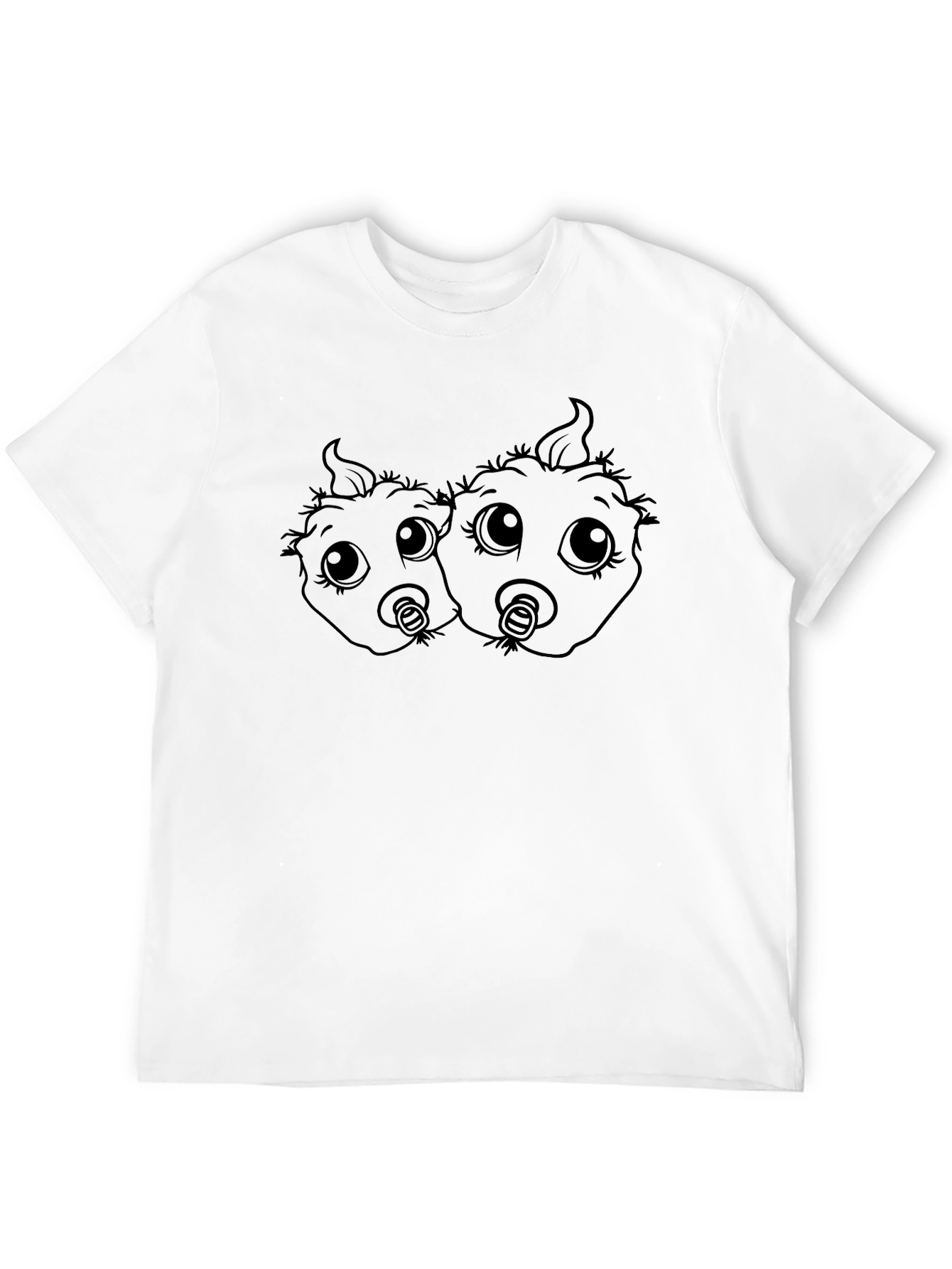 Twin Babies Graphic Tee - Soft Black Cotton - 12