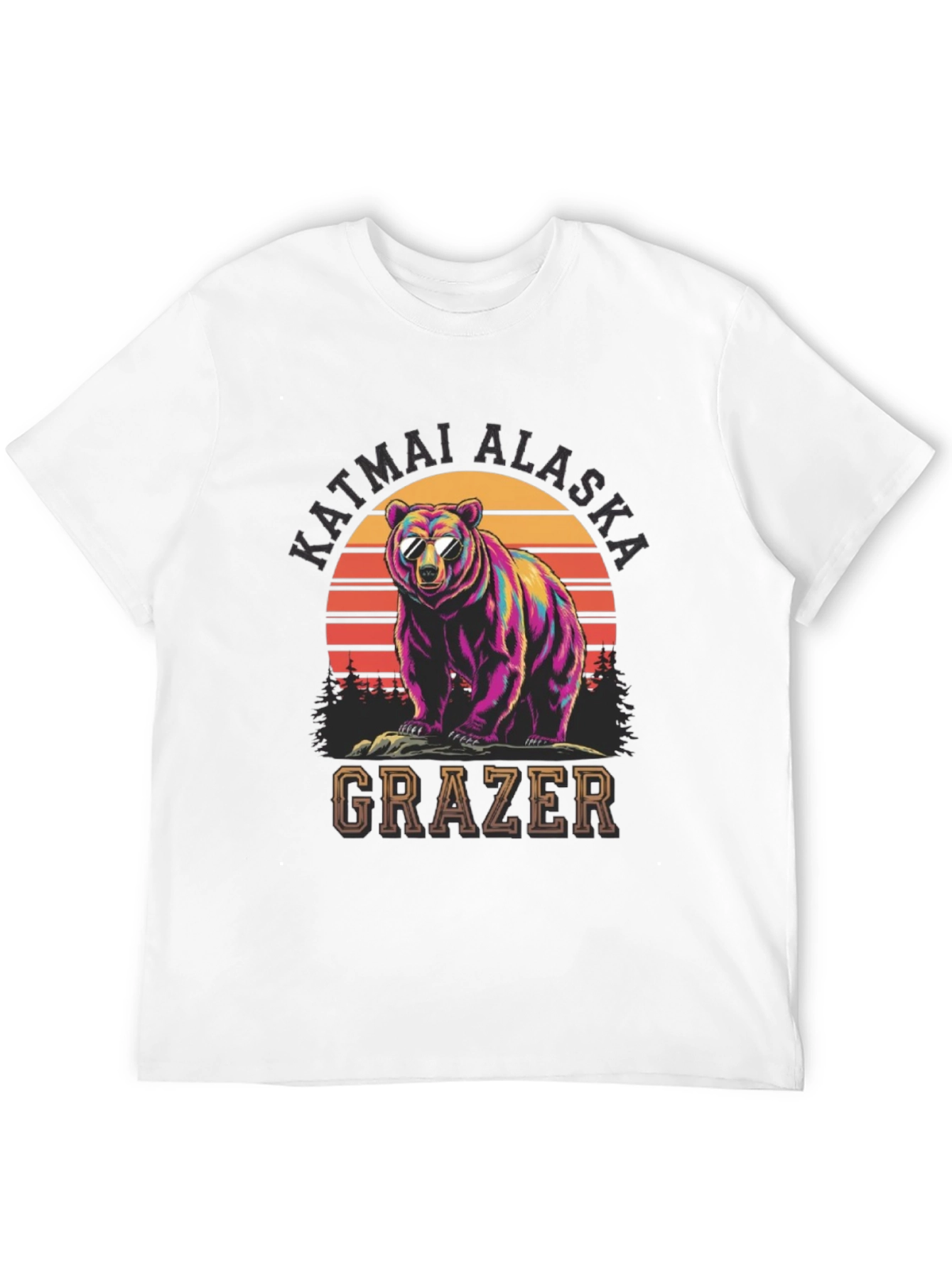 Black Katmai Alaska Bear Grazer Graphic T-Shirt view 12