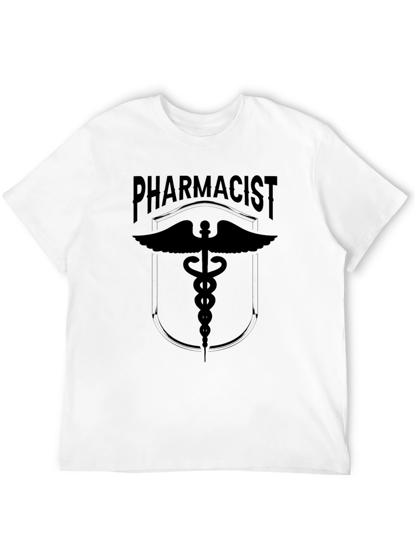 Black Pharmacist Caduceus Symbol Graphic Tee - Black Cotton Shirt view 12
