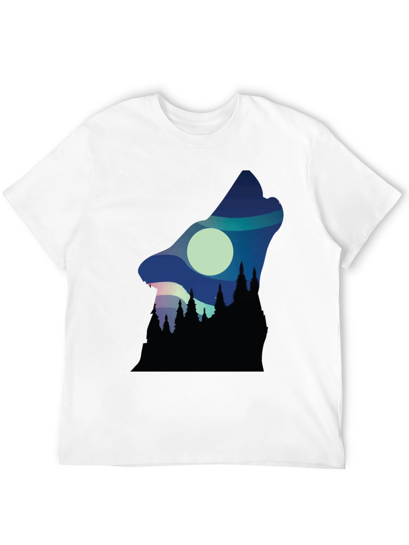 Black Wolf Howl Silhouette Graphic Tee - Black view 12