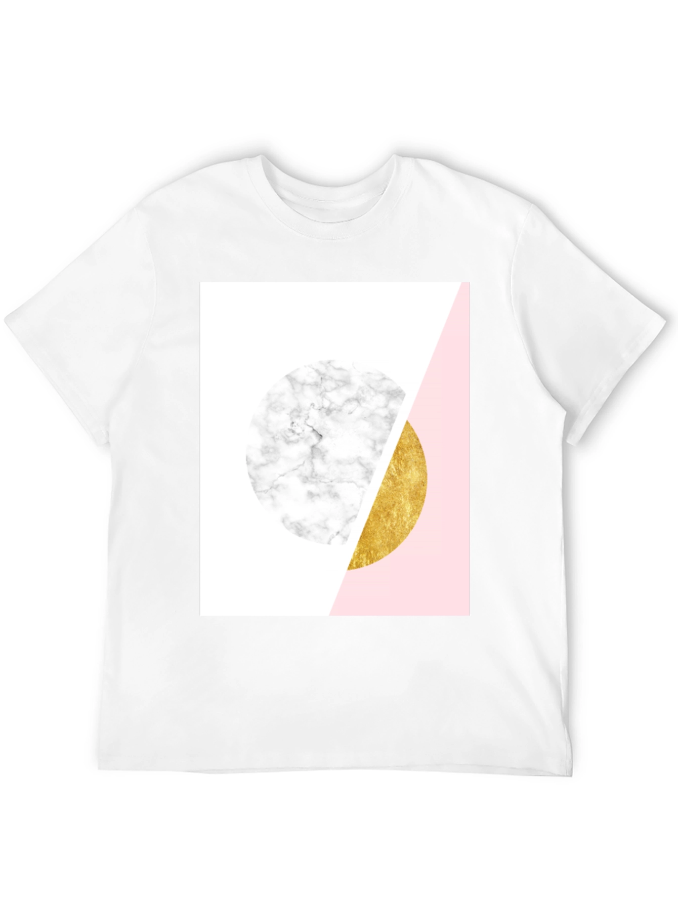 Black Geometric Marble and Gold Circle T-Shirt view 12