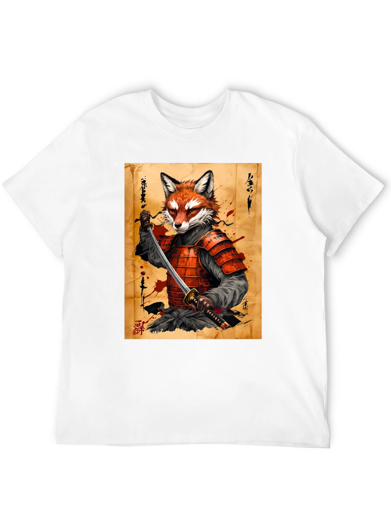 Black Fox Samurai Graphic T-Shirt - Unique Design view 12