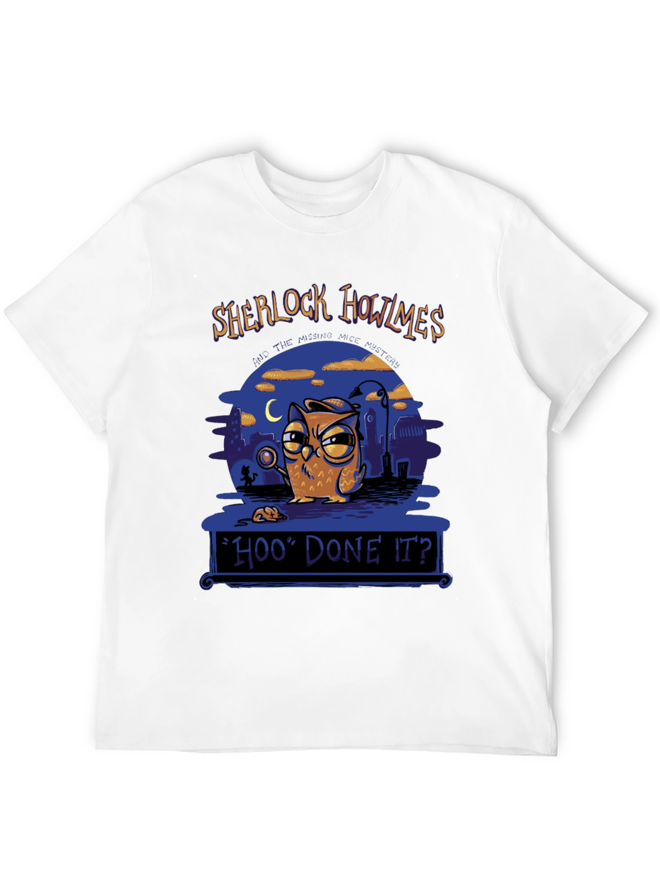 Black Sherlock Howlmes T-Shirt - Owl Detective Tee view 12