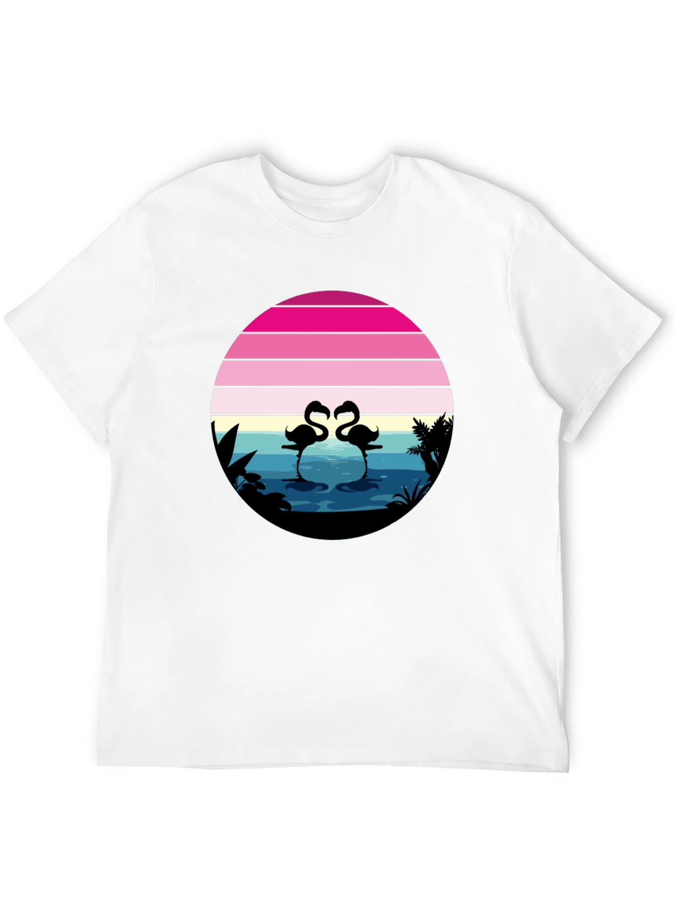 Black Retro Flamingo Sunset Graphic Tee view 12