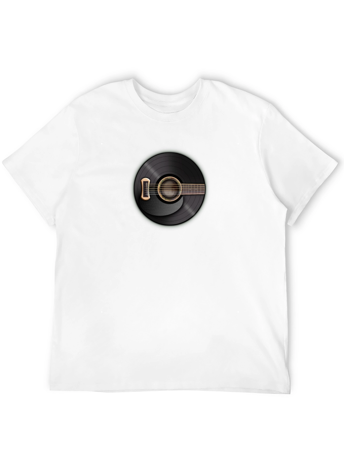 Black Guitar Record Graphic Tee - Black Cotton T-Shirt view 12