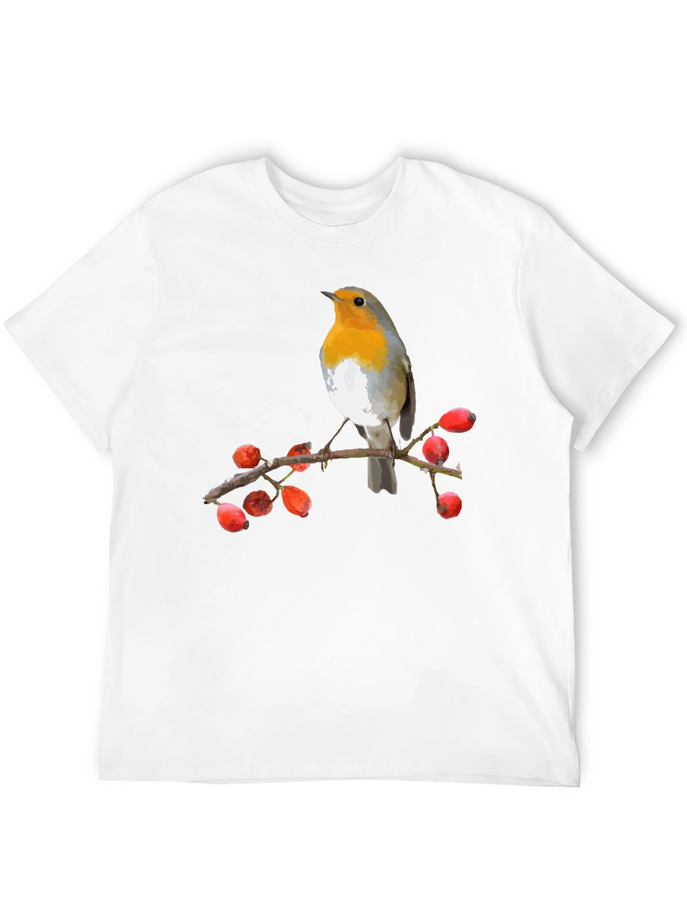 Black Robin Bird on Branch T-Shirt view 12