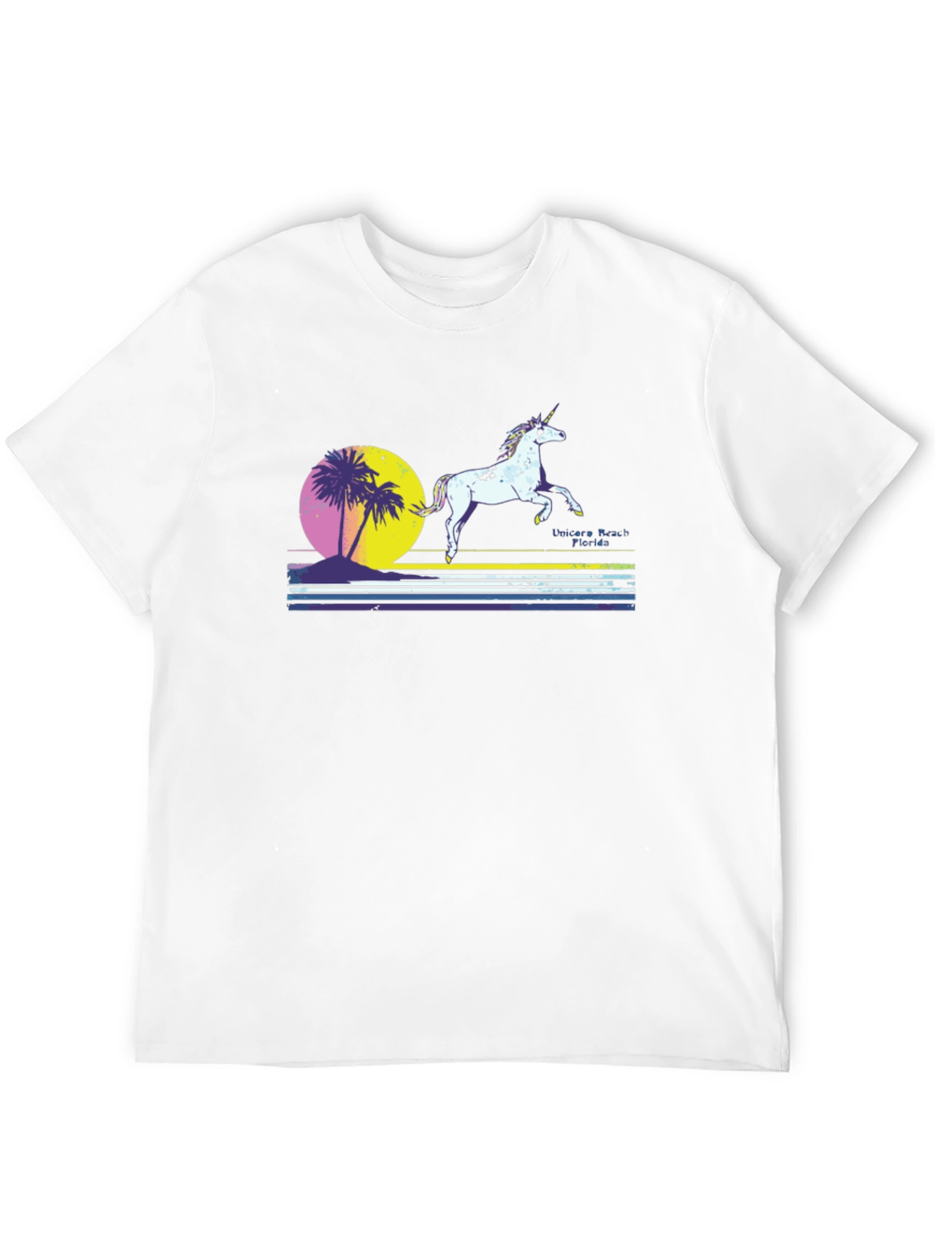 Black Unicorn Beach Florida Men's Black T-Shirt view 12