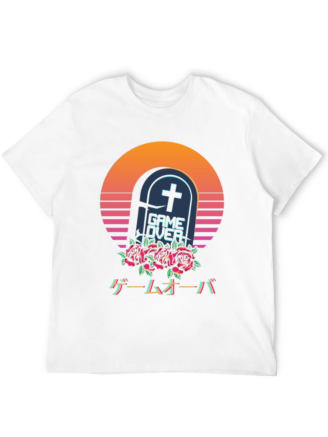 Black Game Over Tombstone T-Shirt - Vaporwave Aesthetic view 12