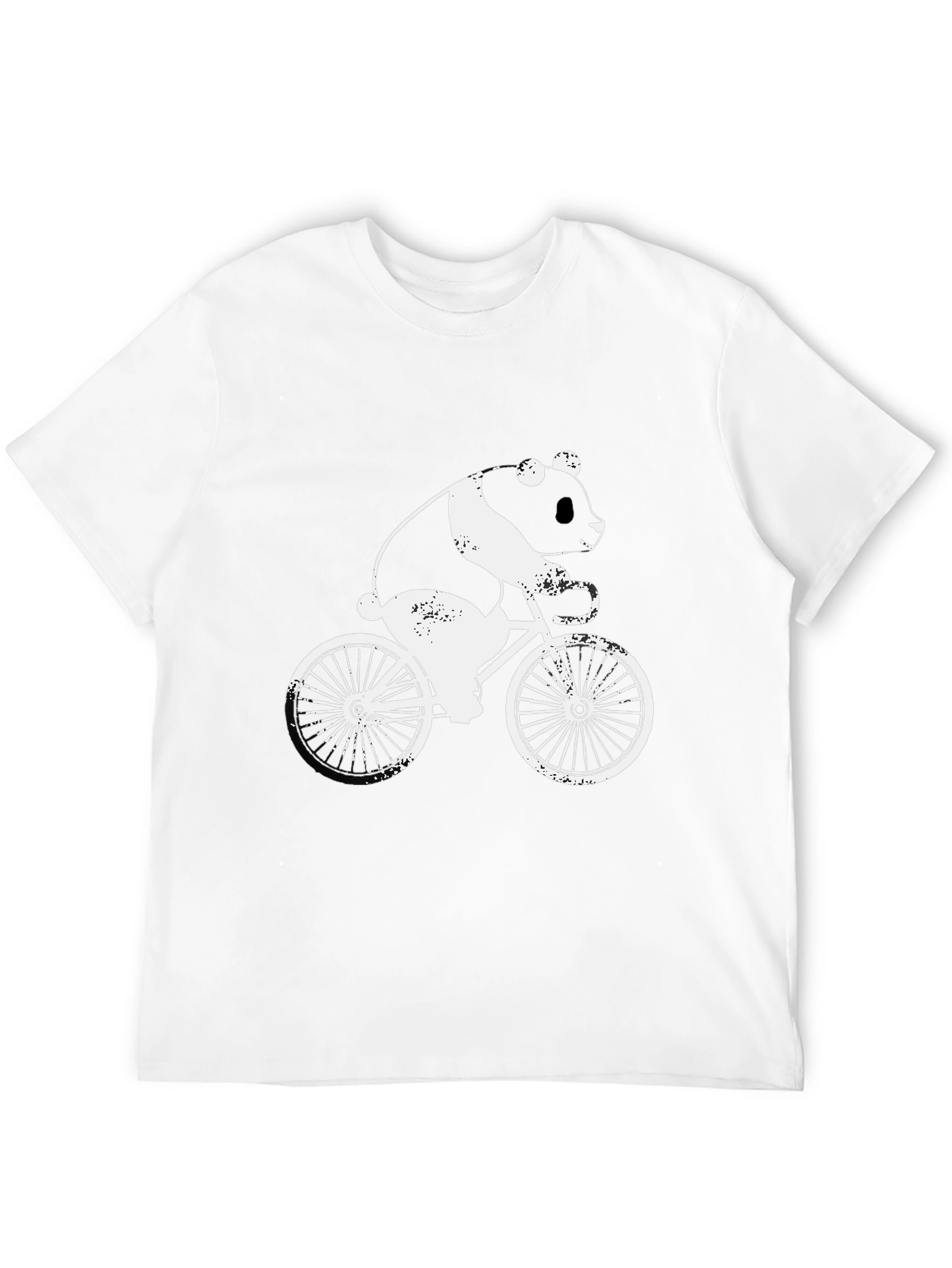 Black Panda on Bike Graphic Tee - Black Cotton T-Shirt view 12