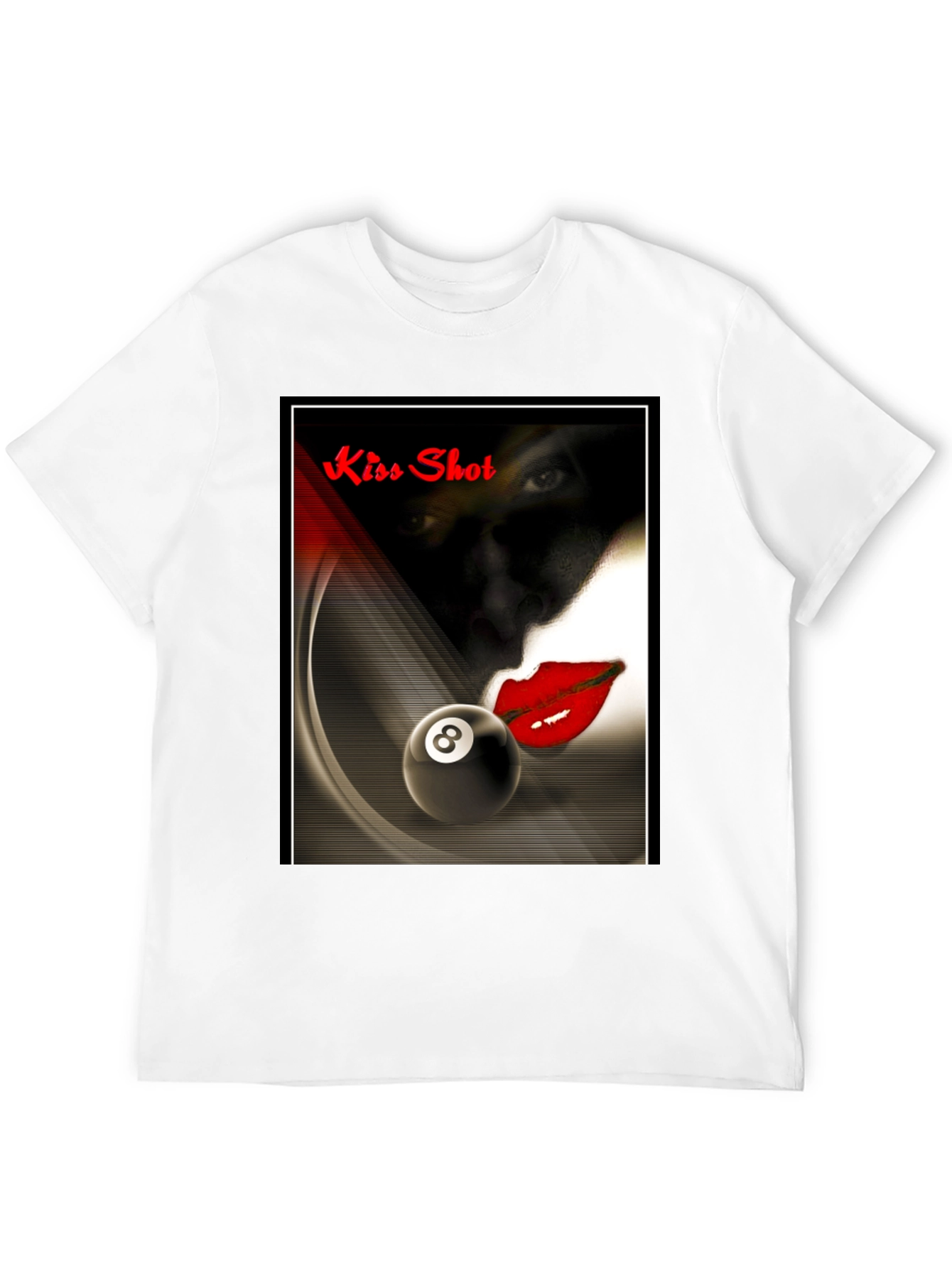 Black Kiss Shot Graphic T-Shirt - Billiards Themed Tee view 12