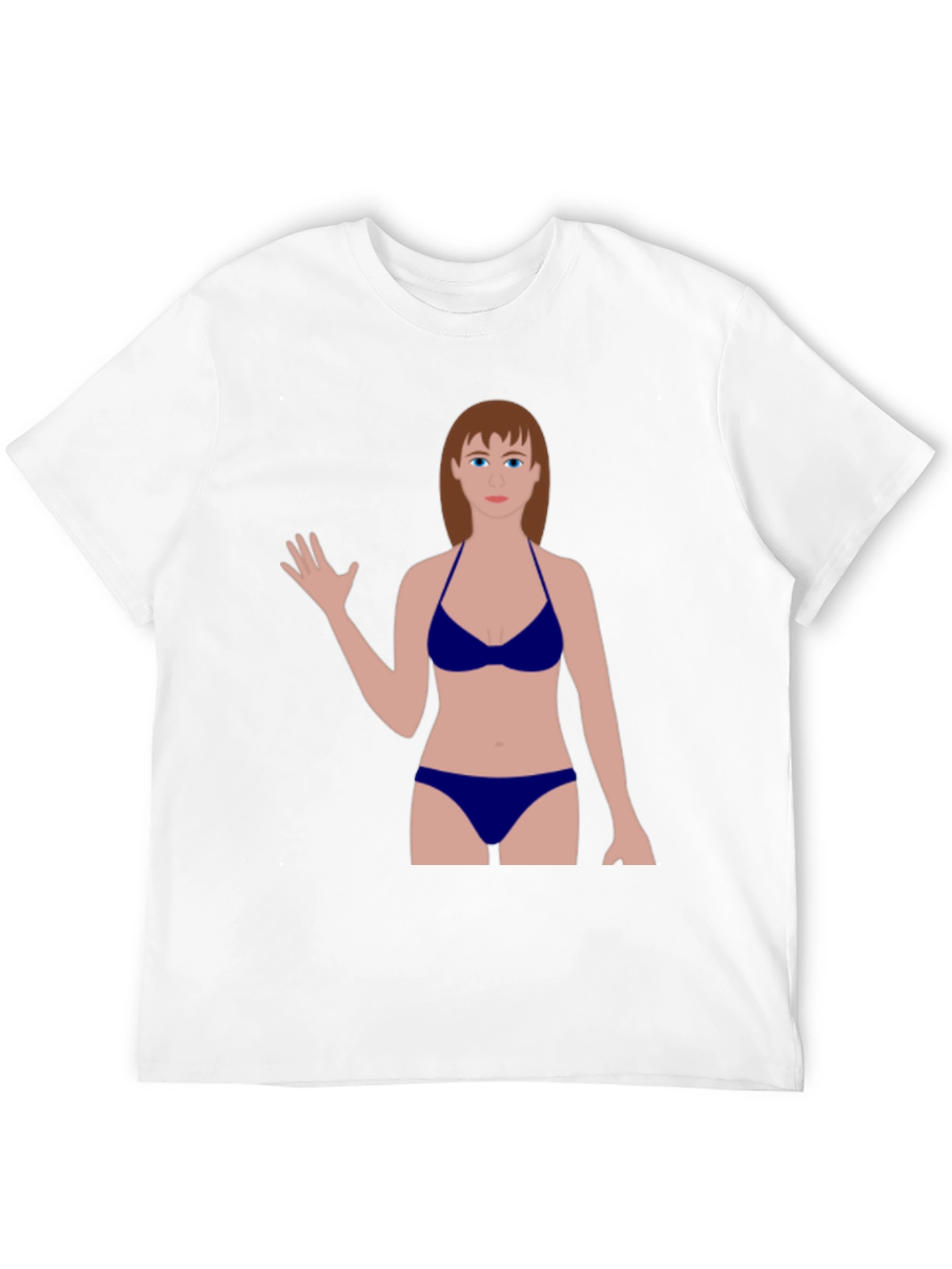 Black Novelty Graphic Tee - Cartoon Woman Swimsuit Design view 12