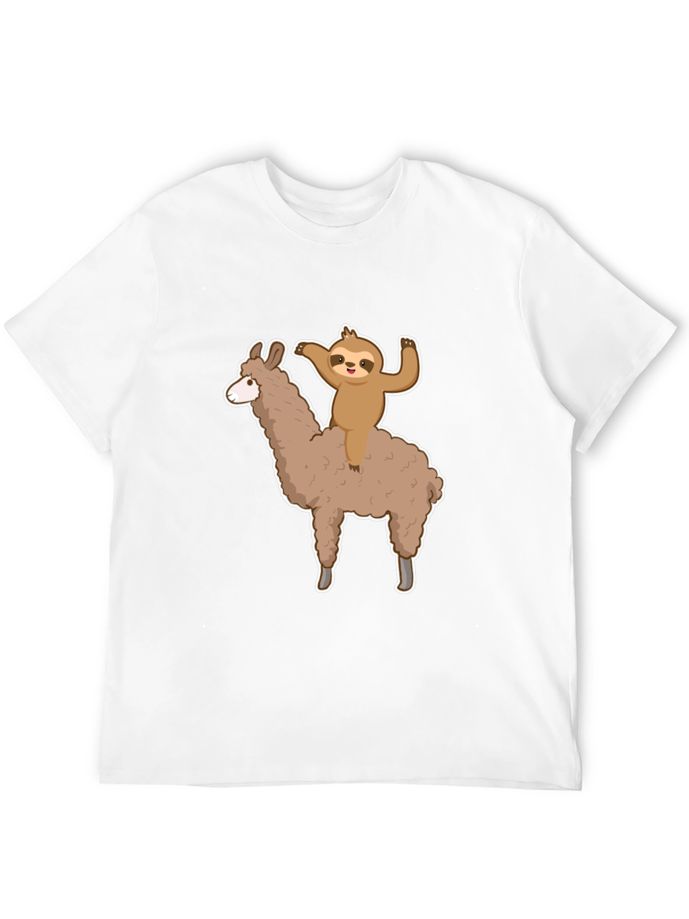 Black Sloth Riding Llama Graphic Tee - Men's Black T-Shirt view 12