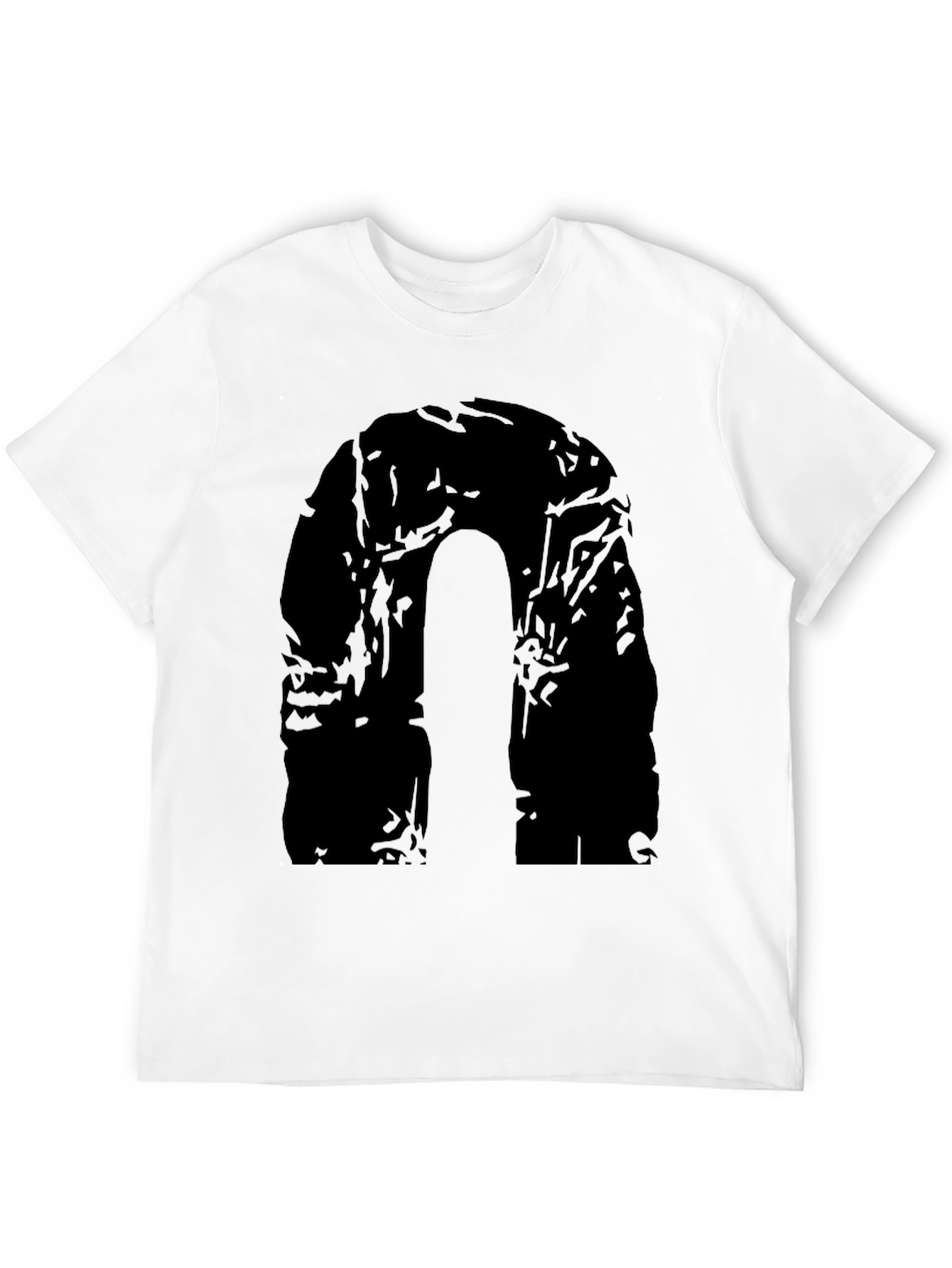Black Men's Black Graphic Tee - Abstract Arch Design view 12