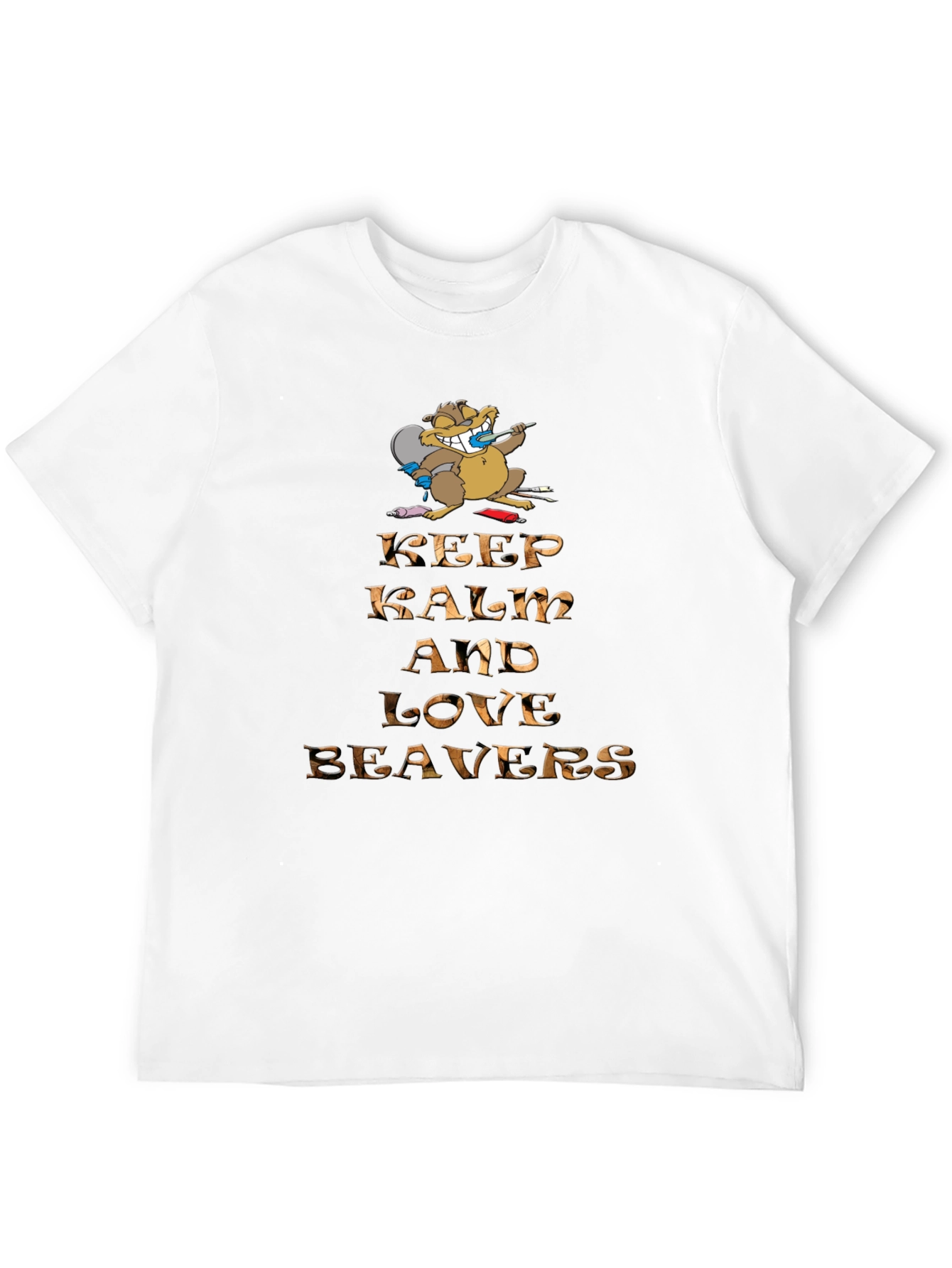 Black Keep Calm and Love Beavers Graphic Tee view 12