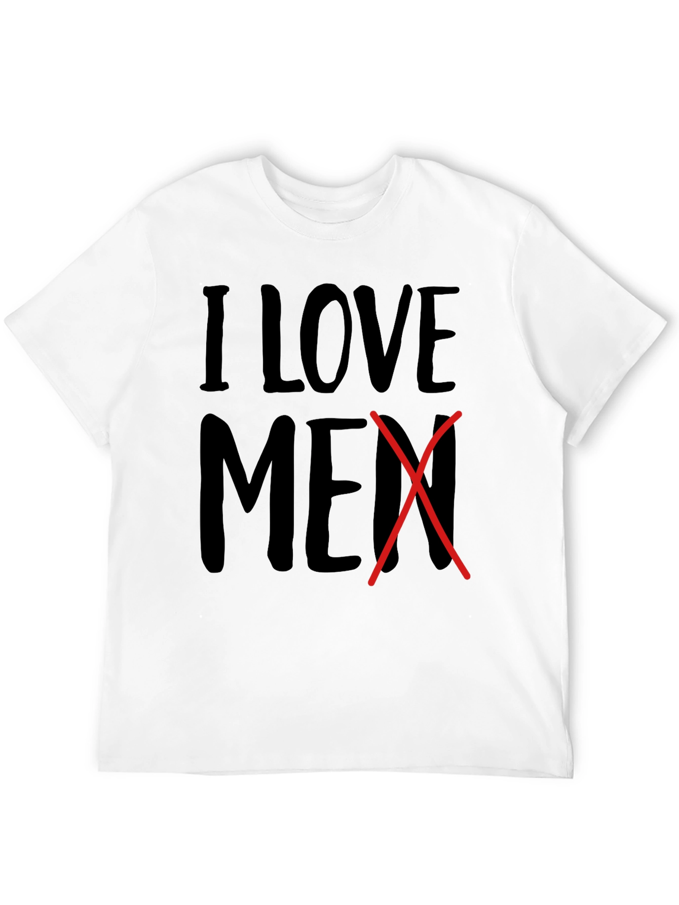 Black I Love Men Crossed Out Novelty T-Shirt view 12
