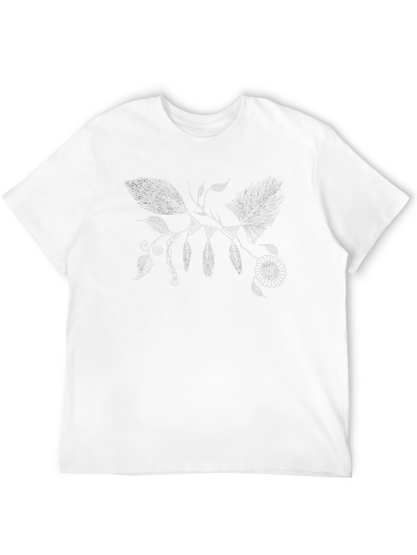 Black Boho Feather & Floral Black T-Shirt view 12