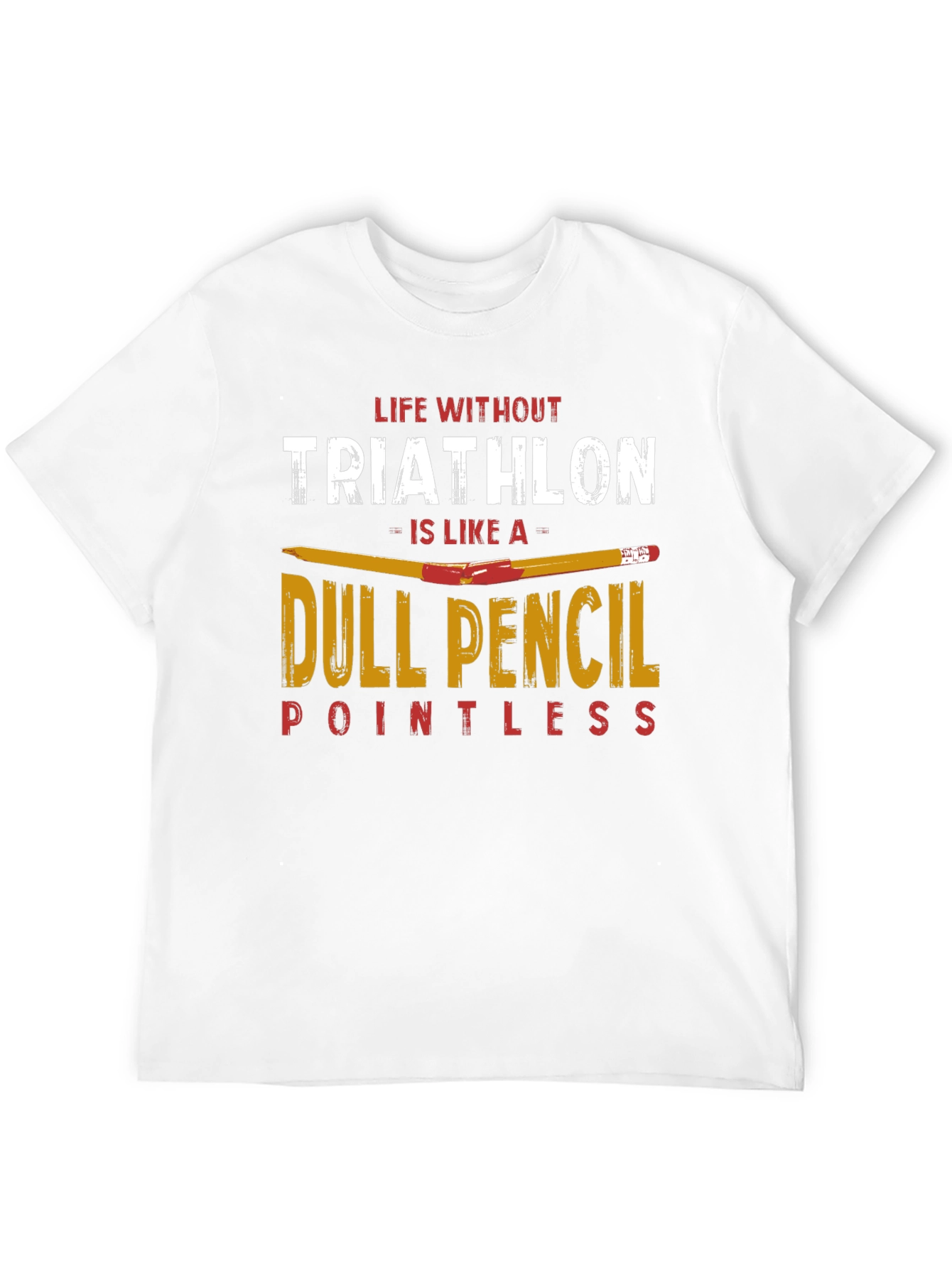 Black Triathlon Dull Pencil T-Shirt for Athletes view 12