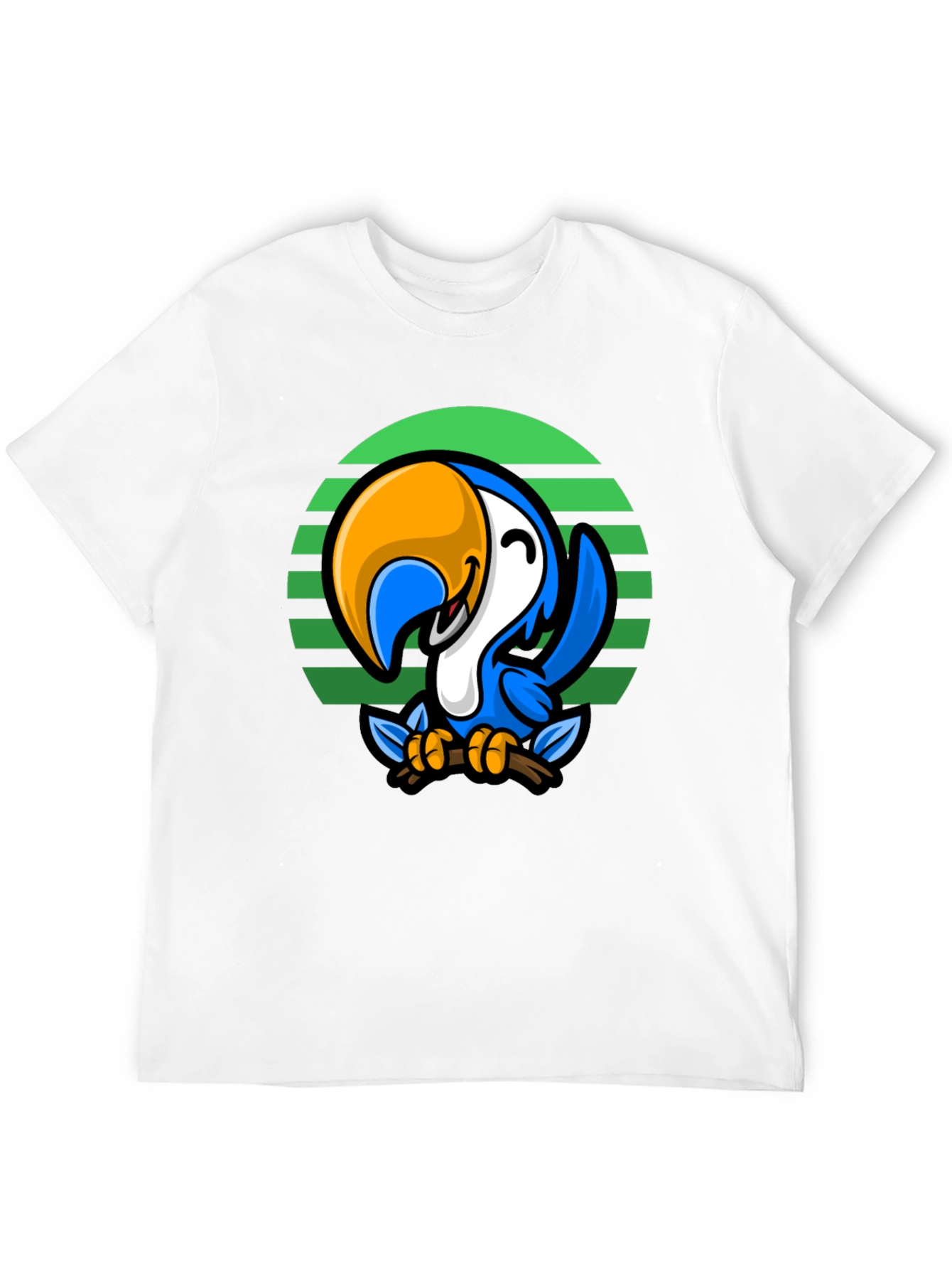 Black Cartoon Parrot Graphic Tee - Men's Black T-Shirt view 12