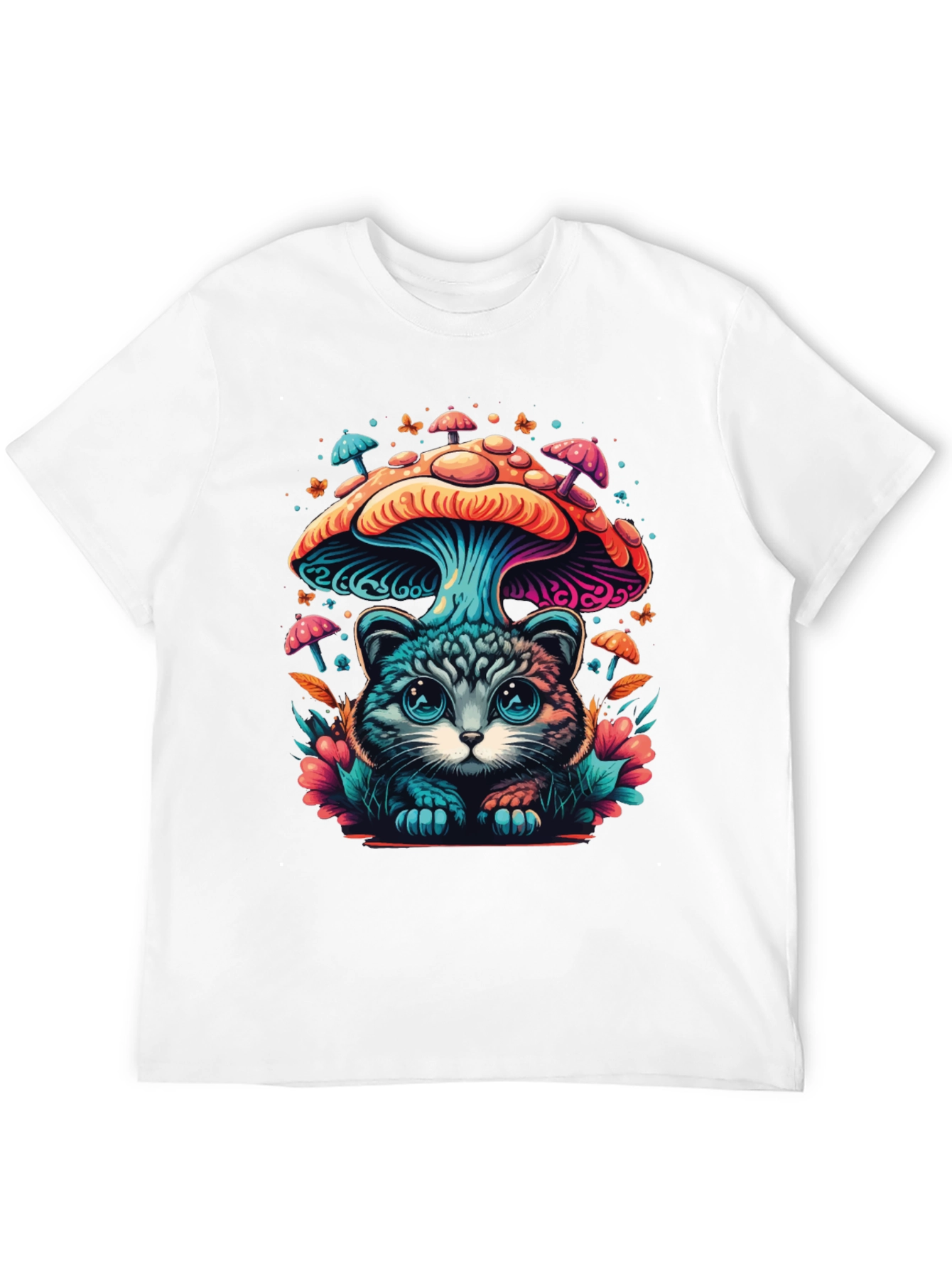 Black Mushroom Cat T-Shirt - Unique Graphic Tee view 12