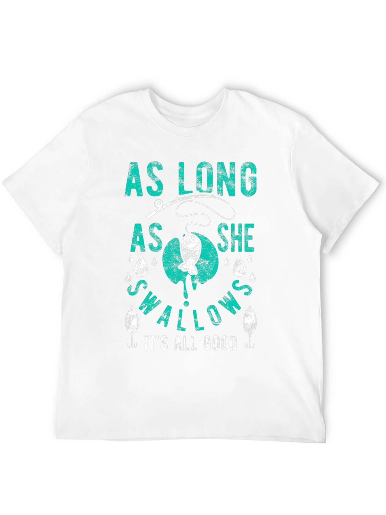 Black Funny Fishing T-Shirt - As Long As She Swallows view 12