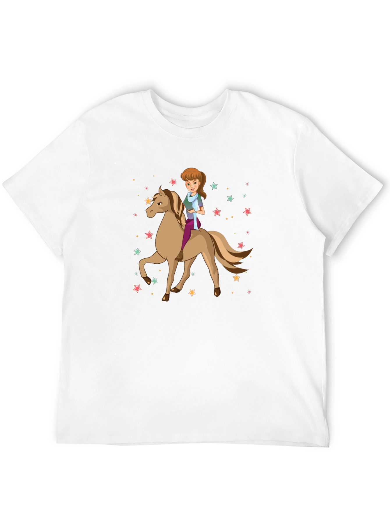 Black Girl Riding Horse Stars T-Shirt view 12