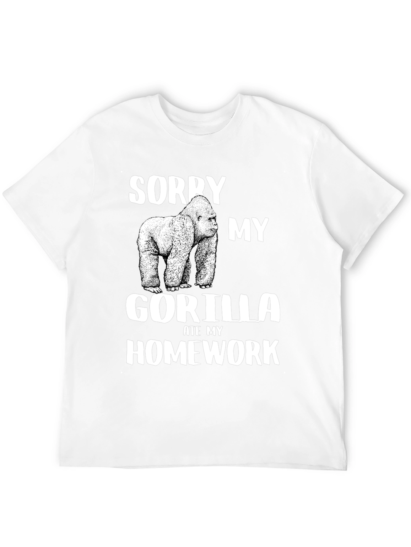 Black Sorry My Gorilla Ate My Homework T-Shirt view 12