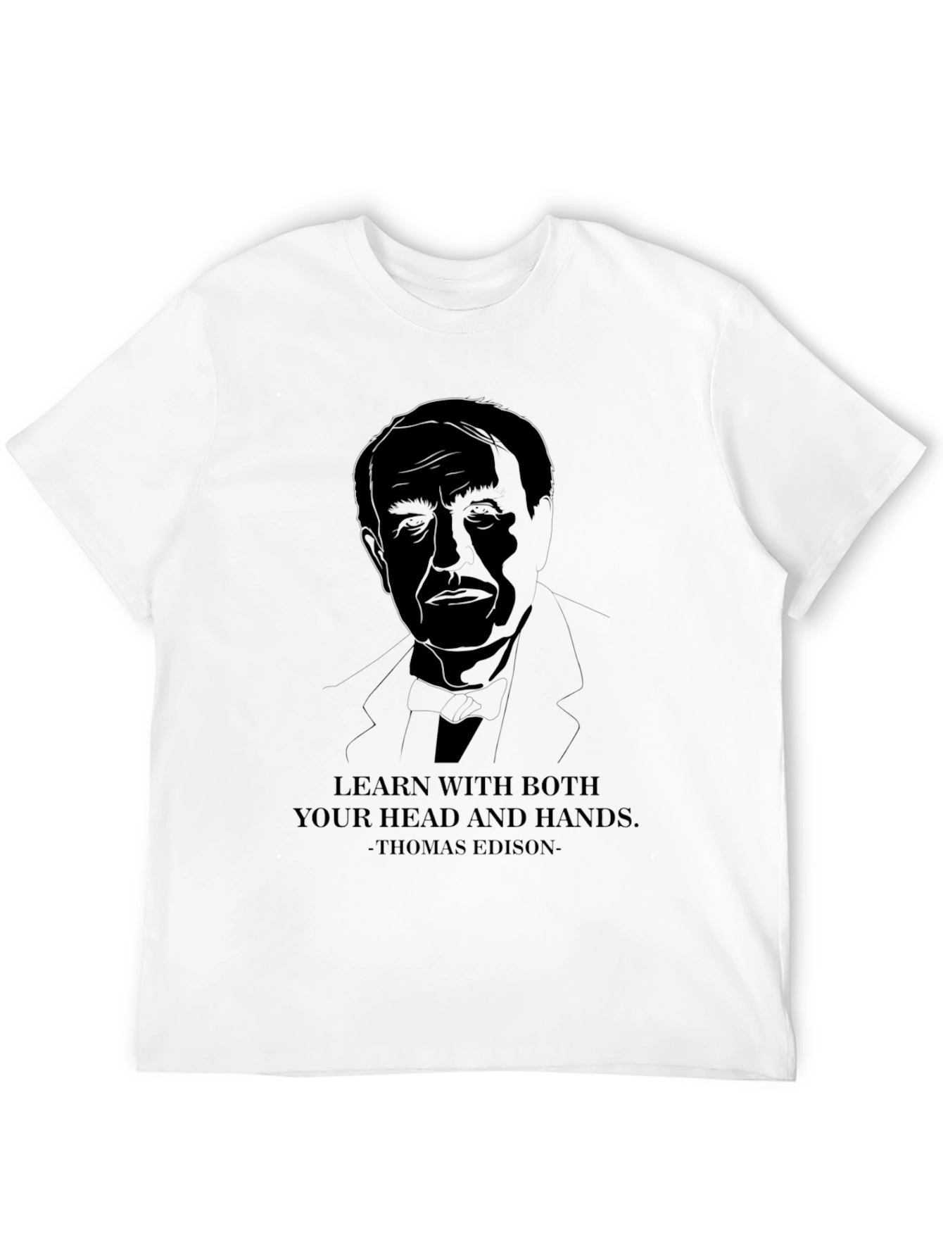 Black Thomas Edison "Learn With Both" T-Shirt view 12