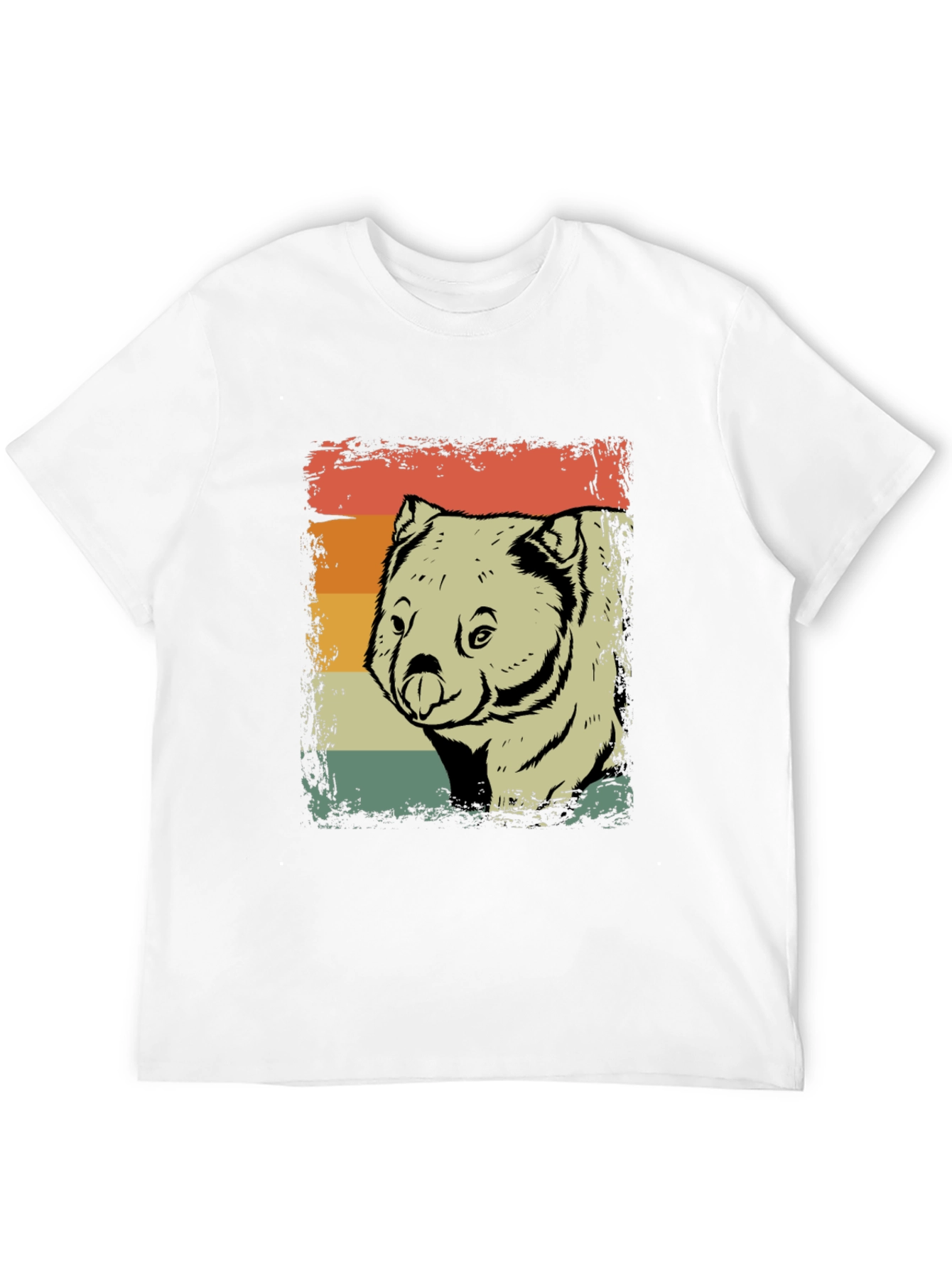 Black Retro Wombat T-Shirt - Distressed Vintage Style view 12