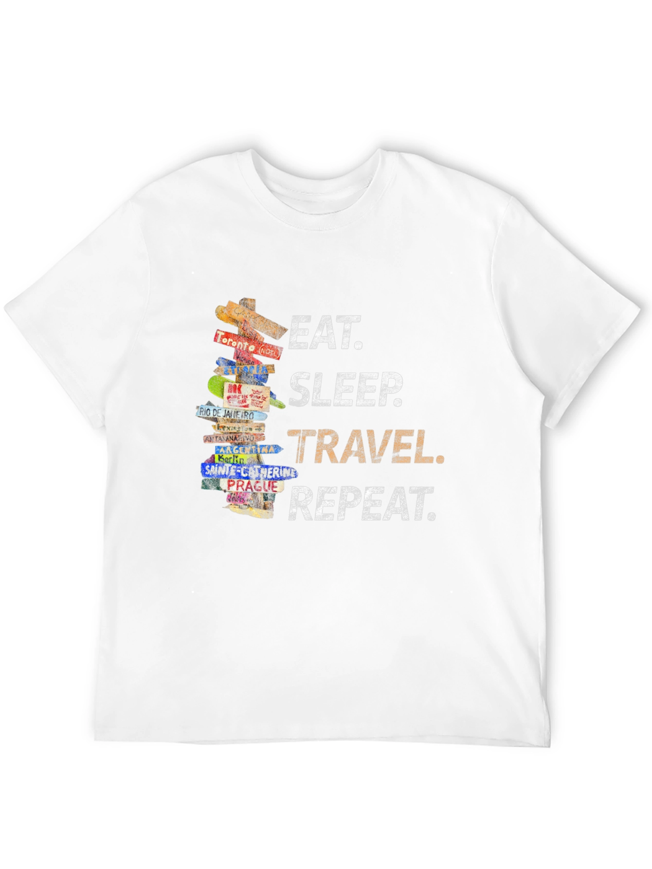 Black Eat Sleep Travel Repeat T-Shirt - Wanderlust Tee view 12