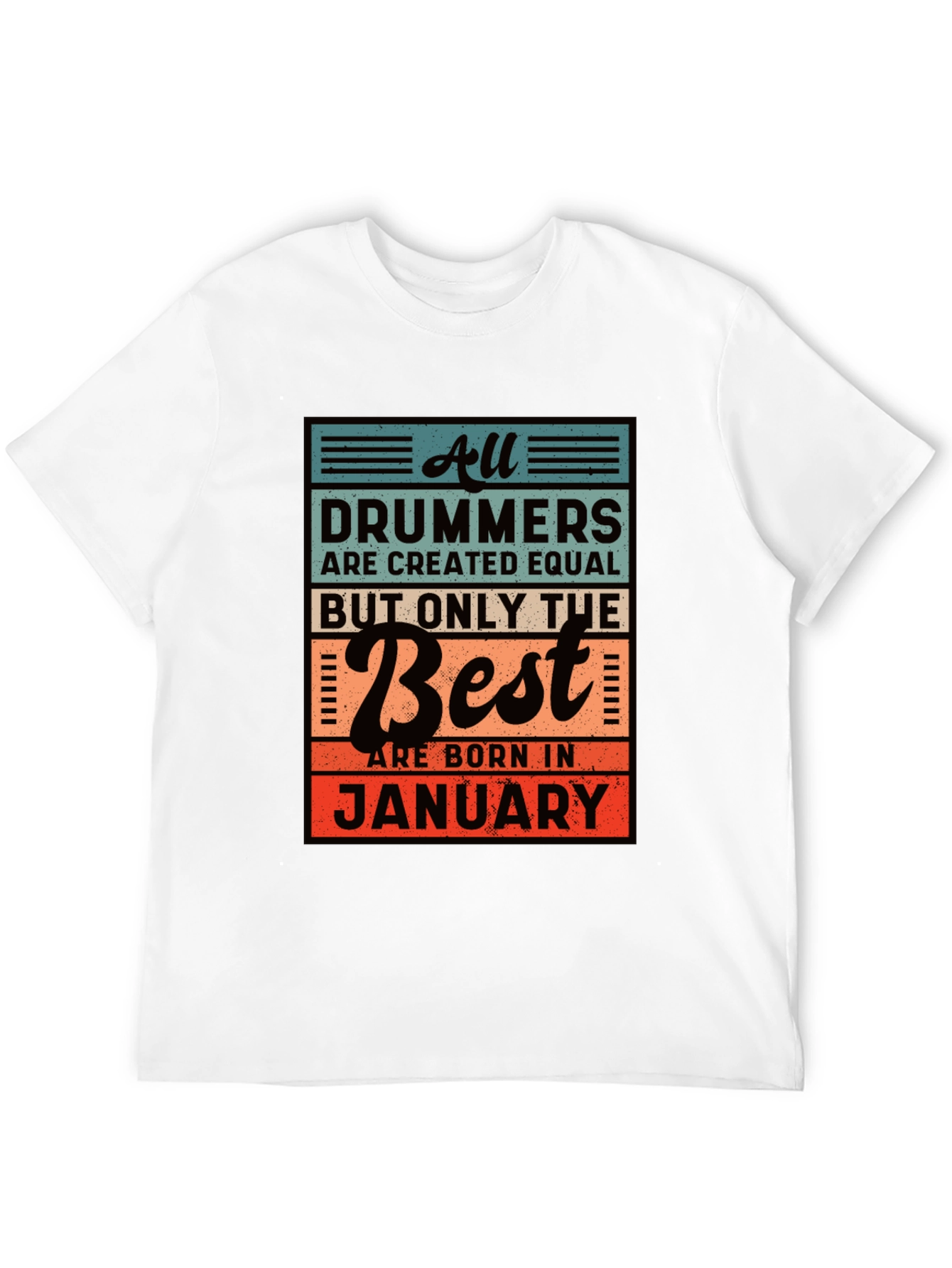 Black Drummers Born in January Black T-Shirt view 12