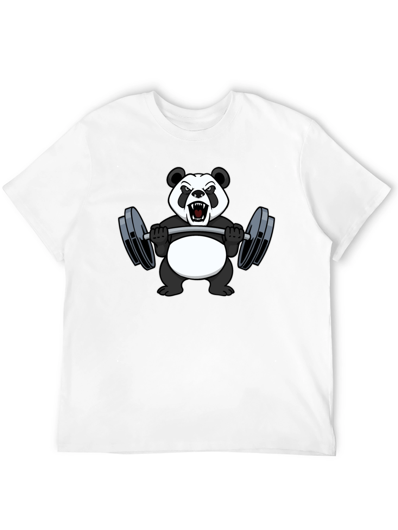 Black Panda Lifting Weights Graphic Tee - Black Cotton T-Shirt view 12