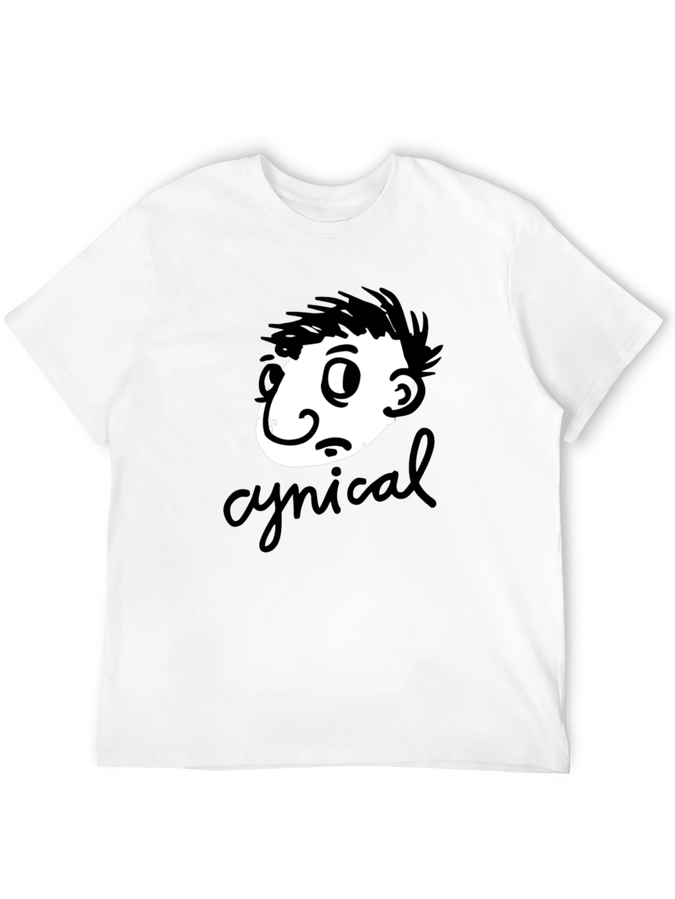 Black Cynical Cartoon Graphic T-Shirt - Black view 12