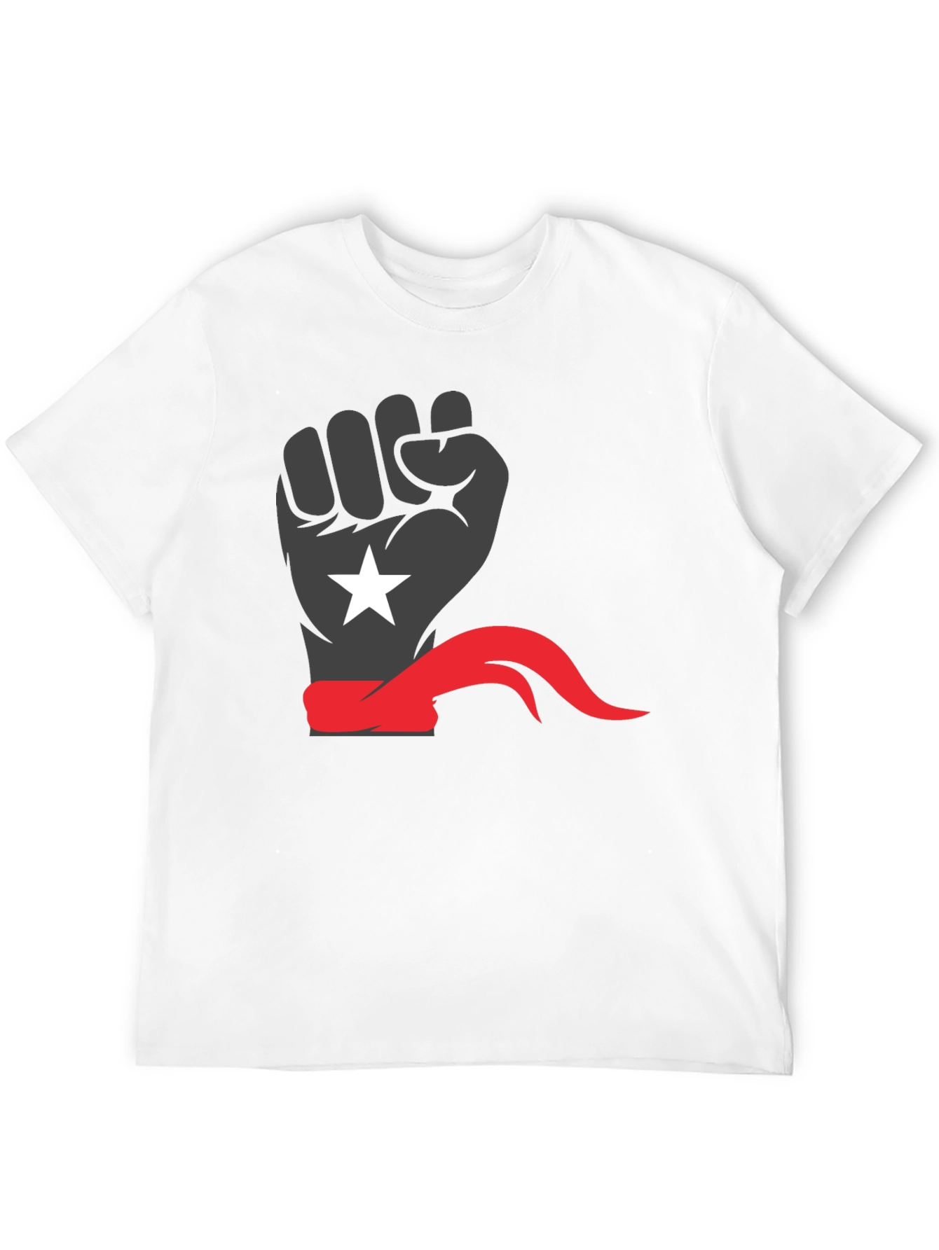 Black Power Fist Tee - Red Bandana Star Design - 12