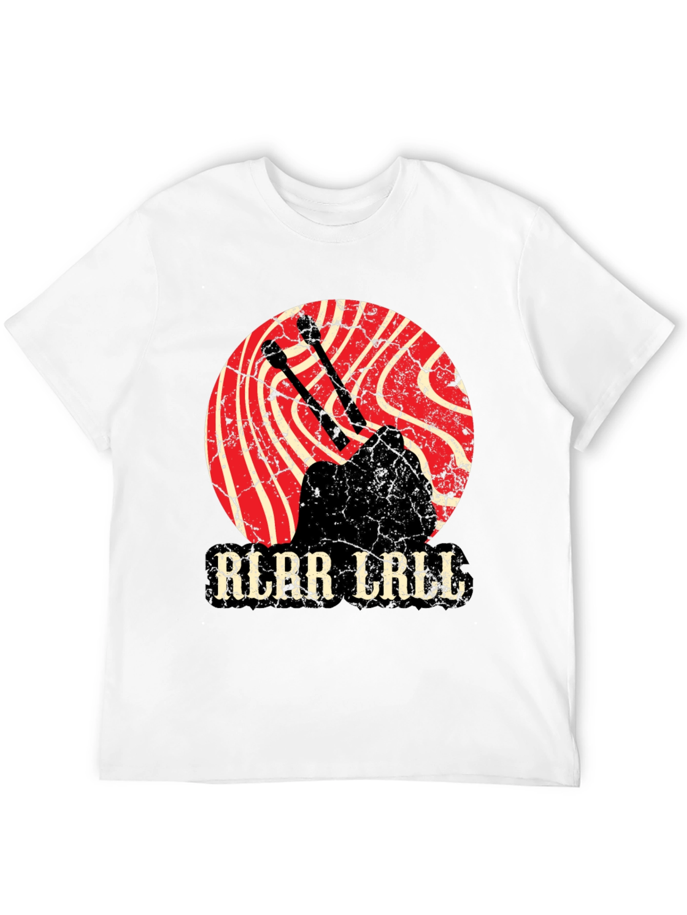 Black Vintage Style Drummer T-Shirt - Rlar Lrill Design view 12