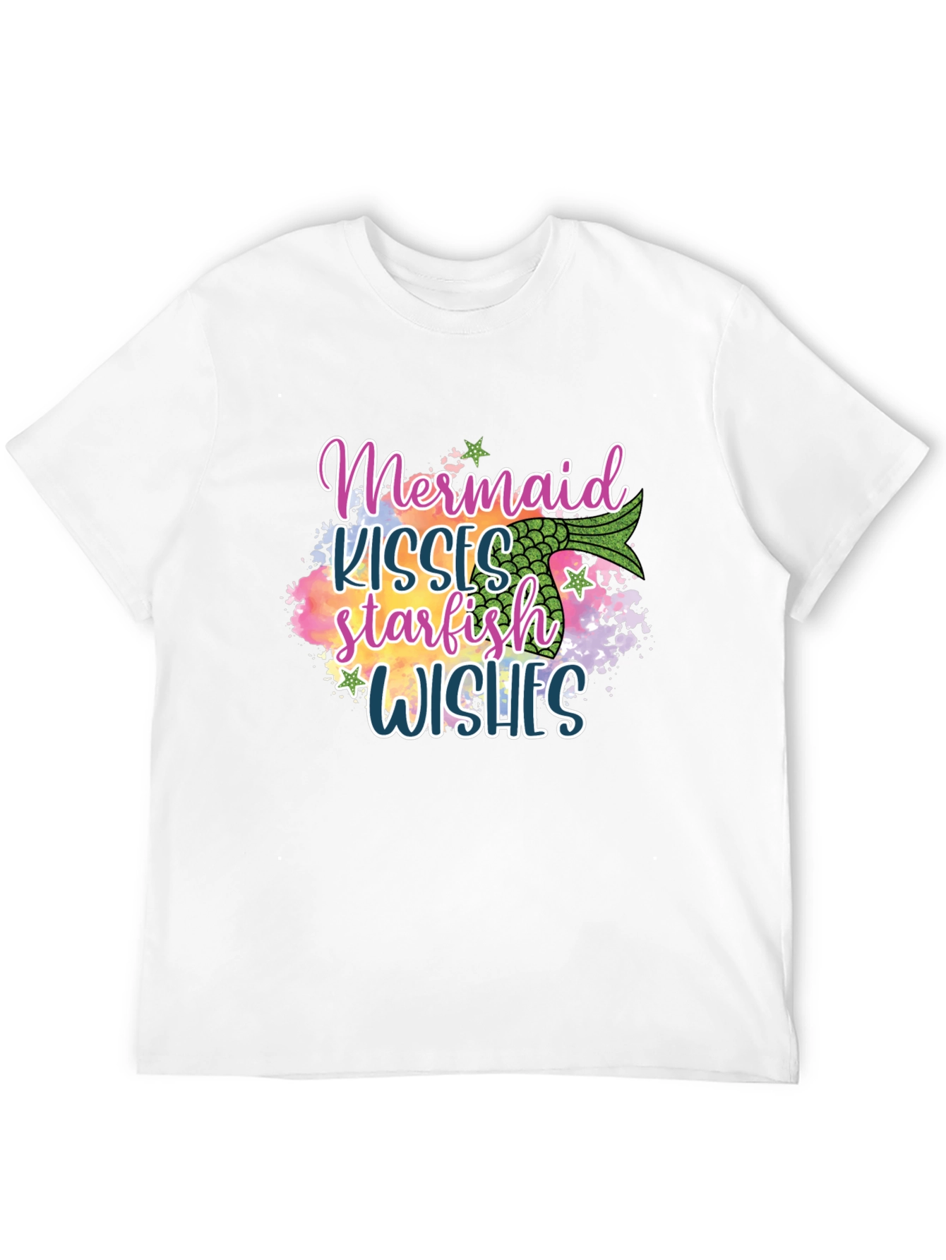 Black Mermaid Kisses Starfish Wishes Graphic Tee view 12