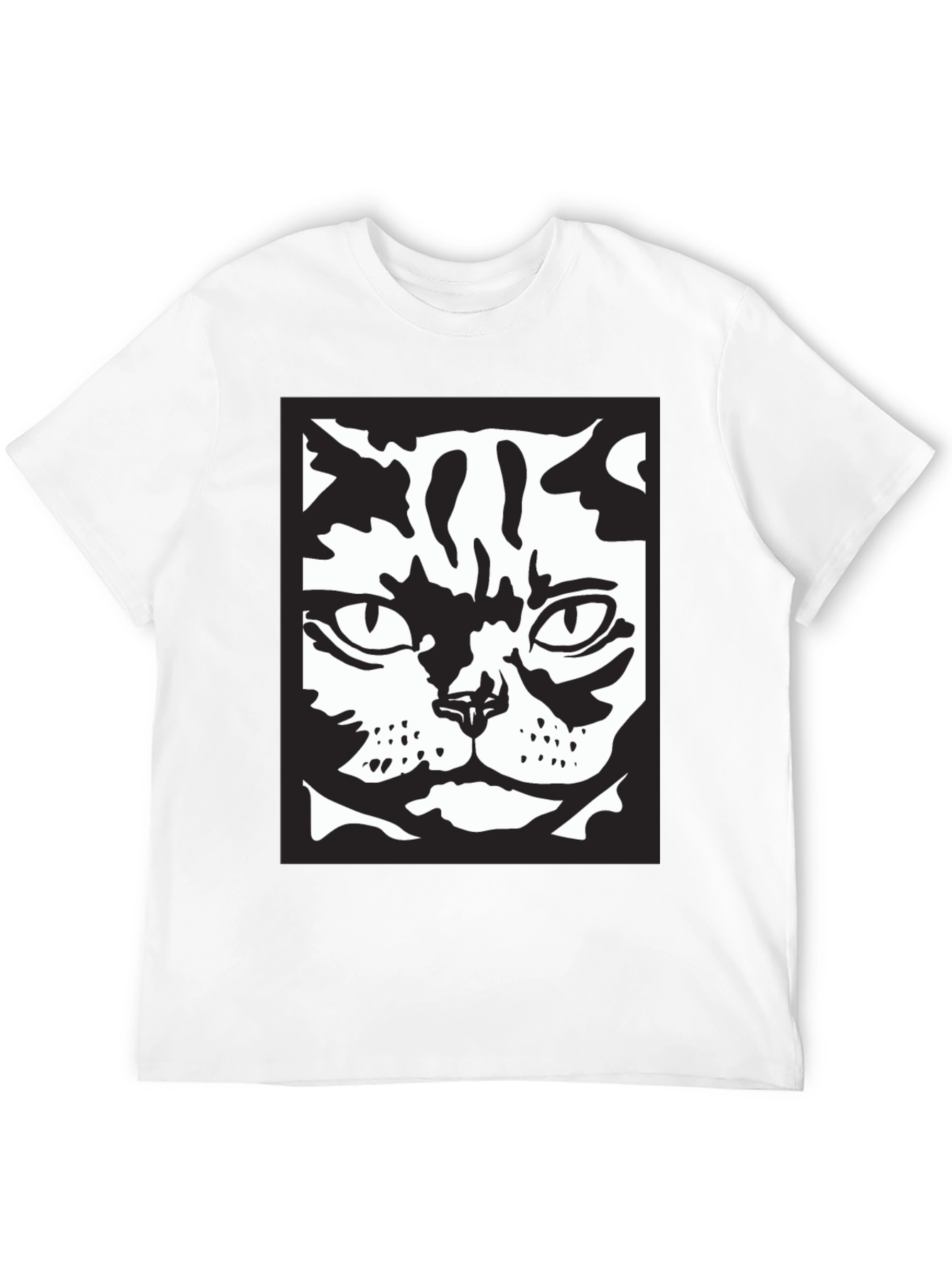 Black Cool Cat Face Graphic Black T-Shirt view 12