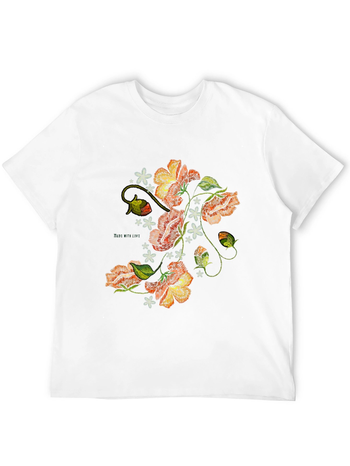 Black Floral Embroidered Graphic Black T-Shirt view 12