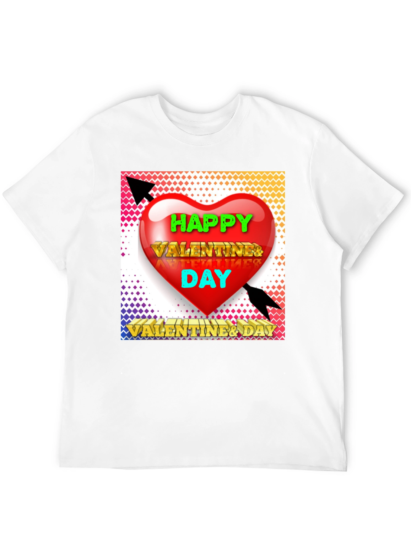 Black Happy Valentine's Day T-Shirt, Heart Arrow Design view 12