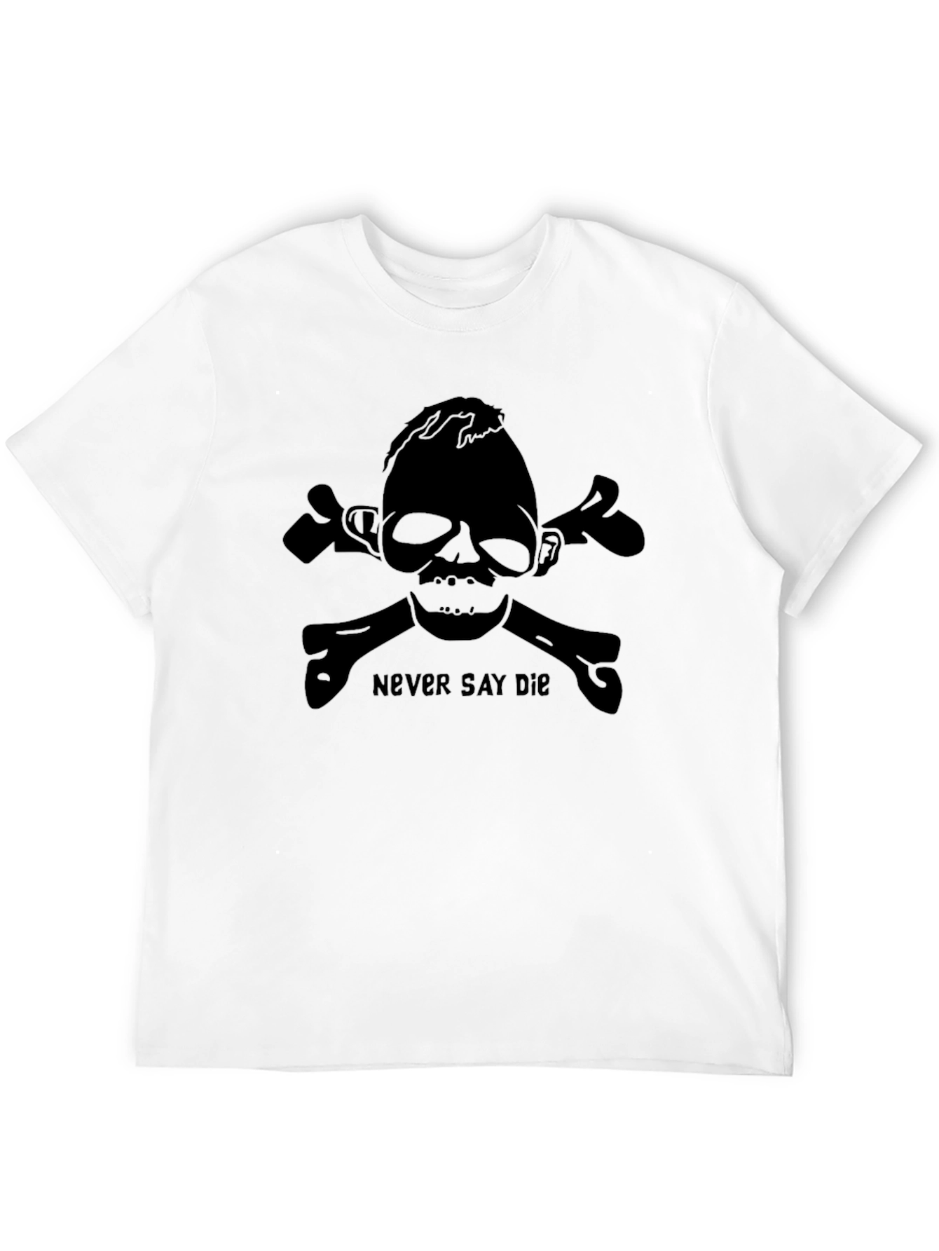 Black Never Say Die Skull & Crossbones Graphic T-Shirt view 12